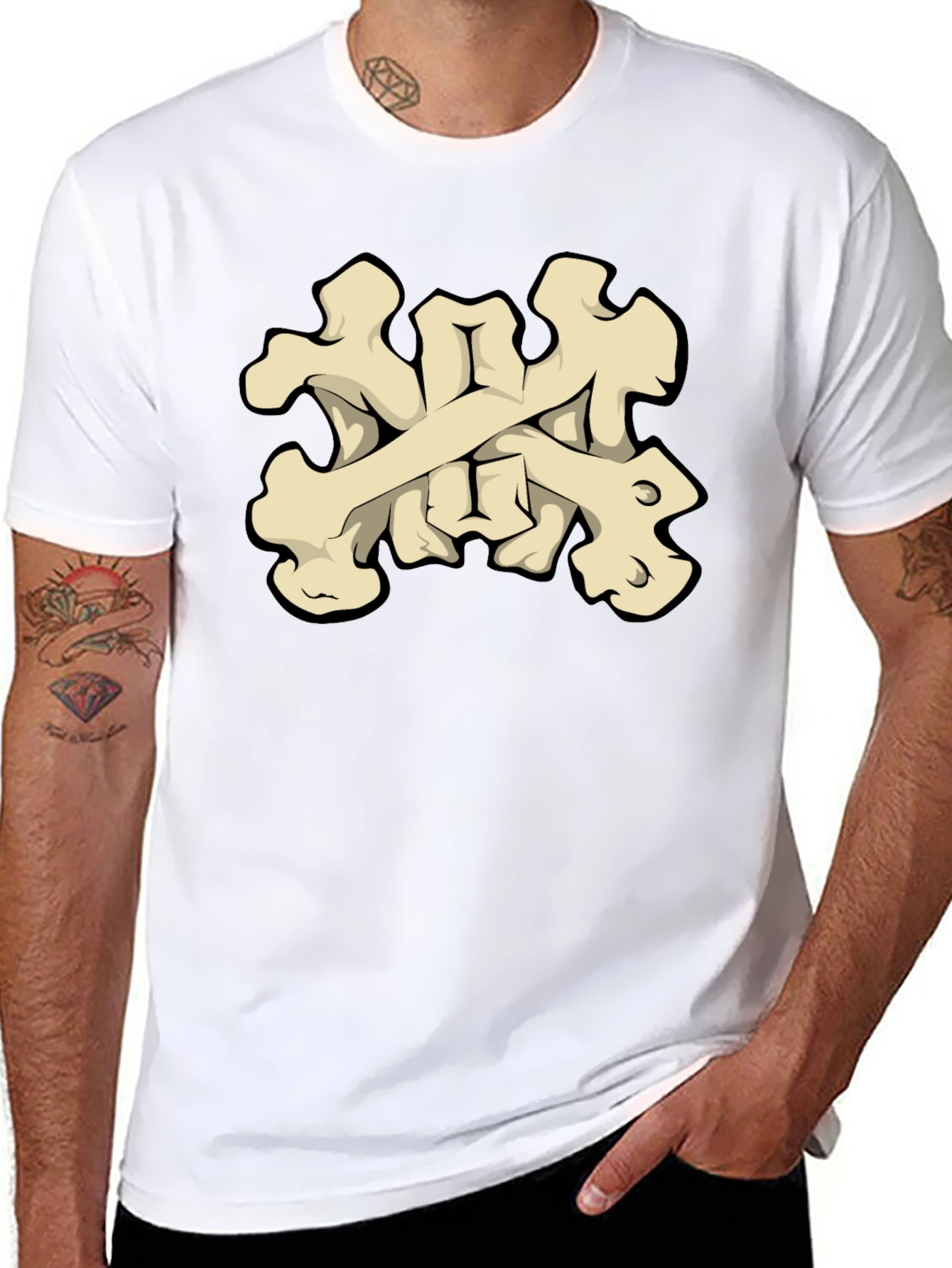 Bone Crossbones Graphic Tee - Black T-Shirt