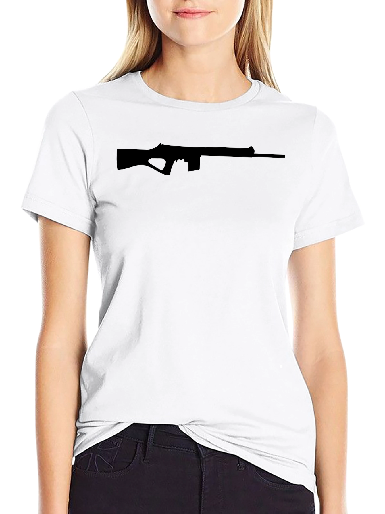 Gun Silhouette Graphic T-Shirt - Mens Crew Neck Tee