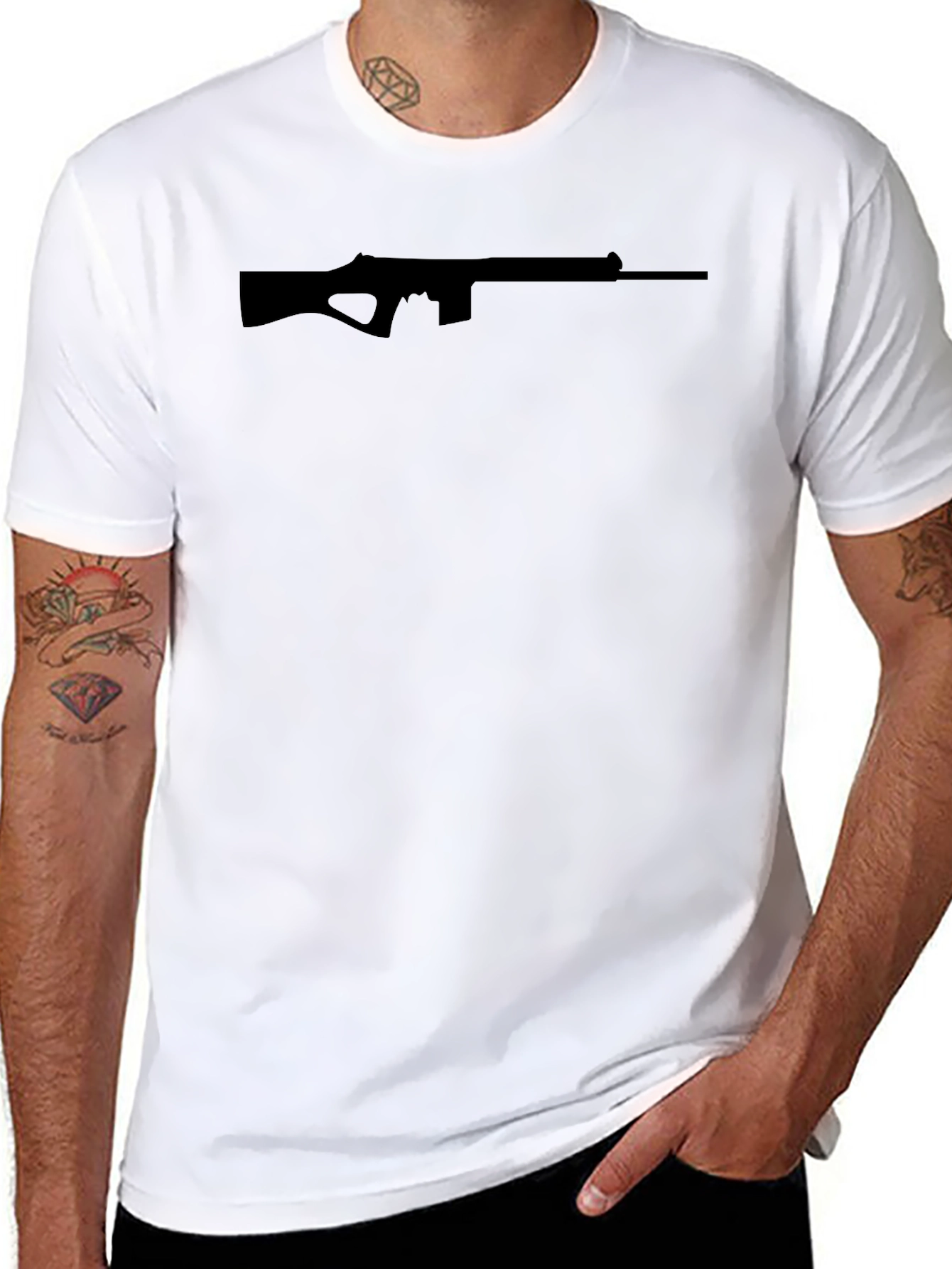 Gun Silhouette Graphic T-Shirt - Mens Crew Neck Tee