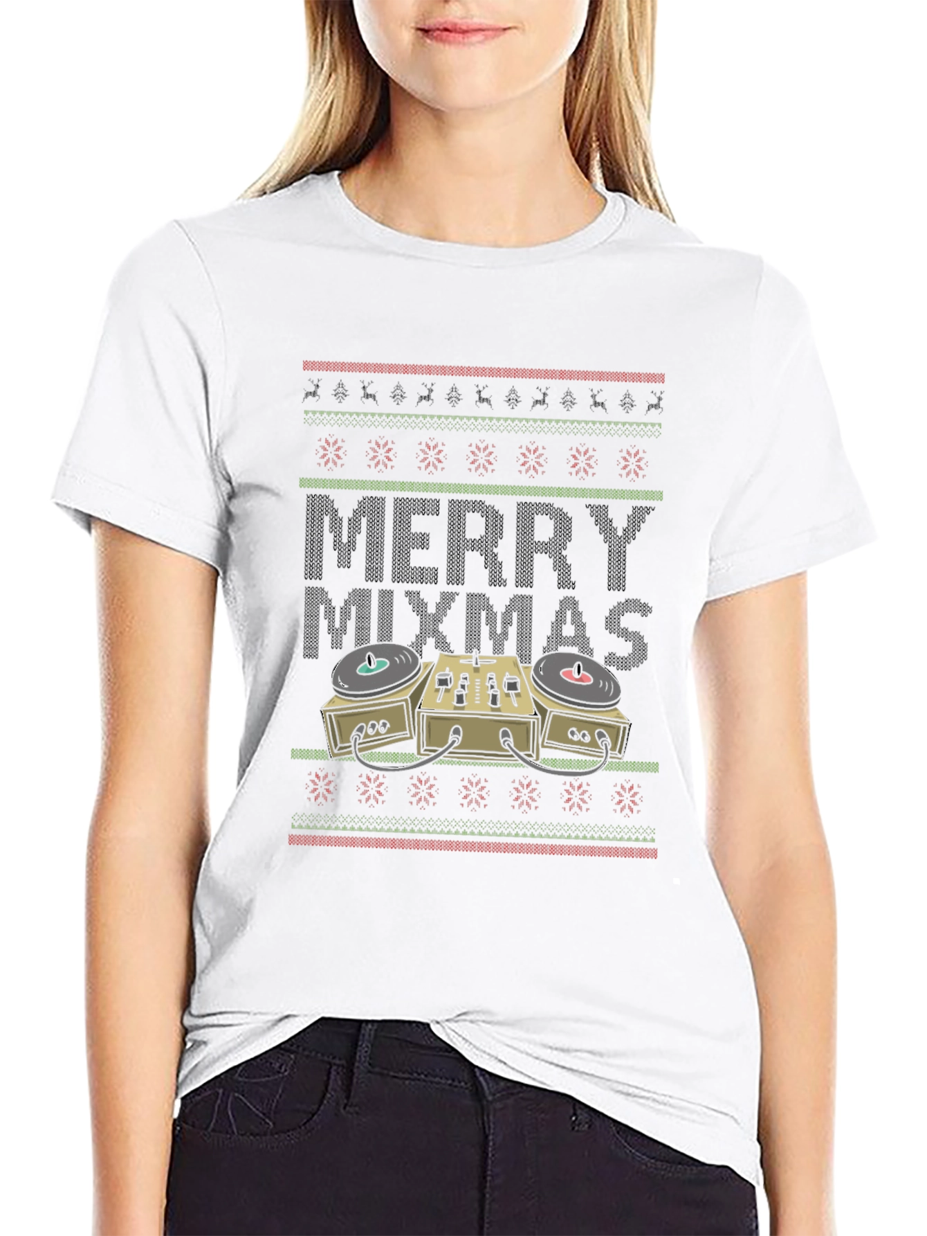 Merry Mixmas DJ Turntable Christmas Sweater T-Shirt