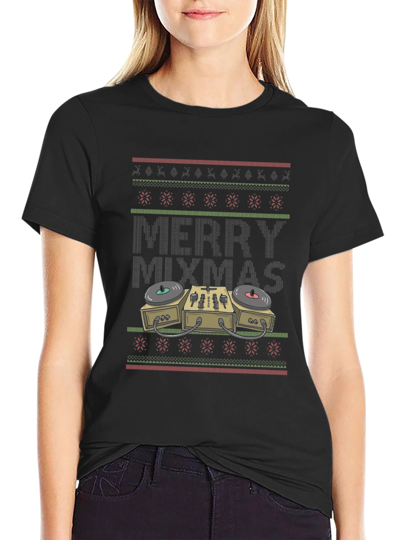Merry Mixmas DJ Turntable Christmas Sweater T-Shirt
