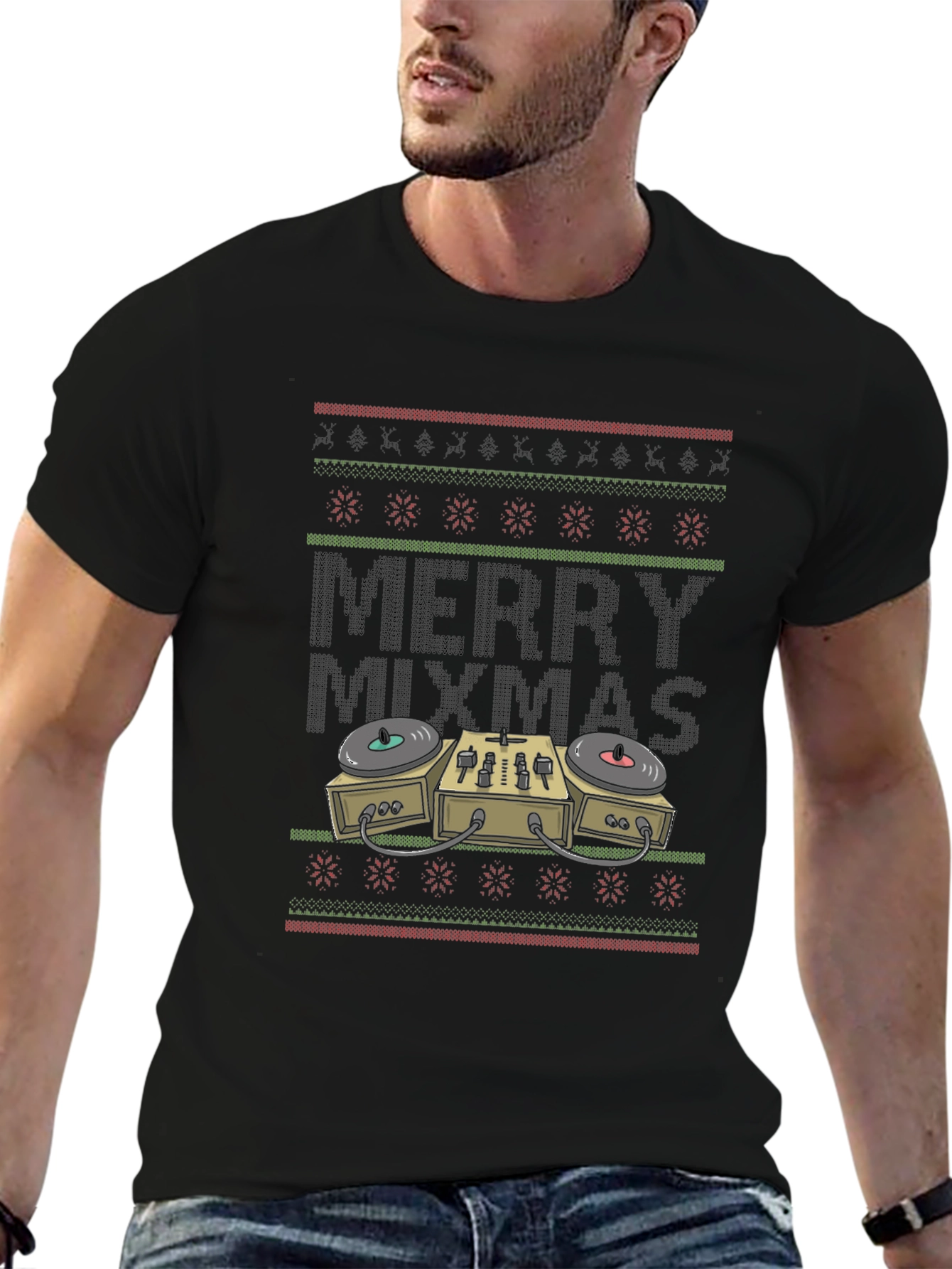 Merry Mixmas DJ Turntable Christmas Sweater T-Shirt