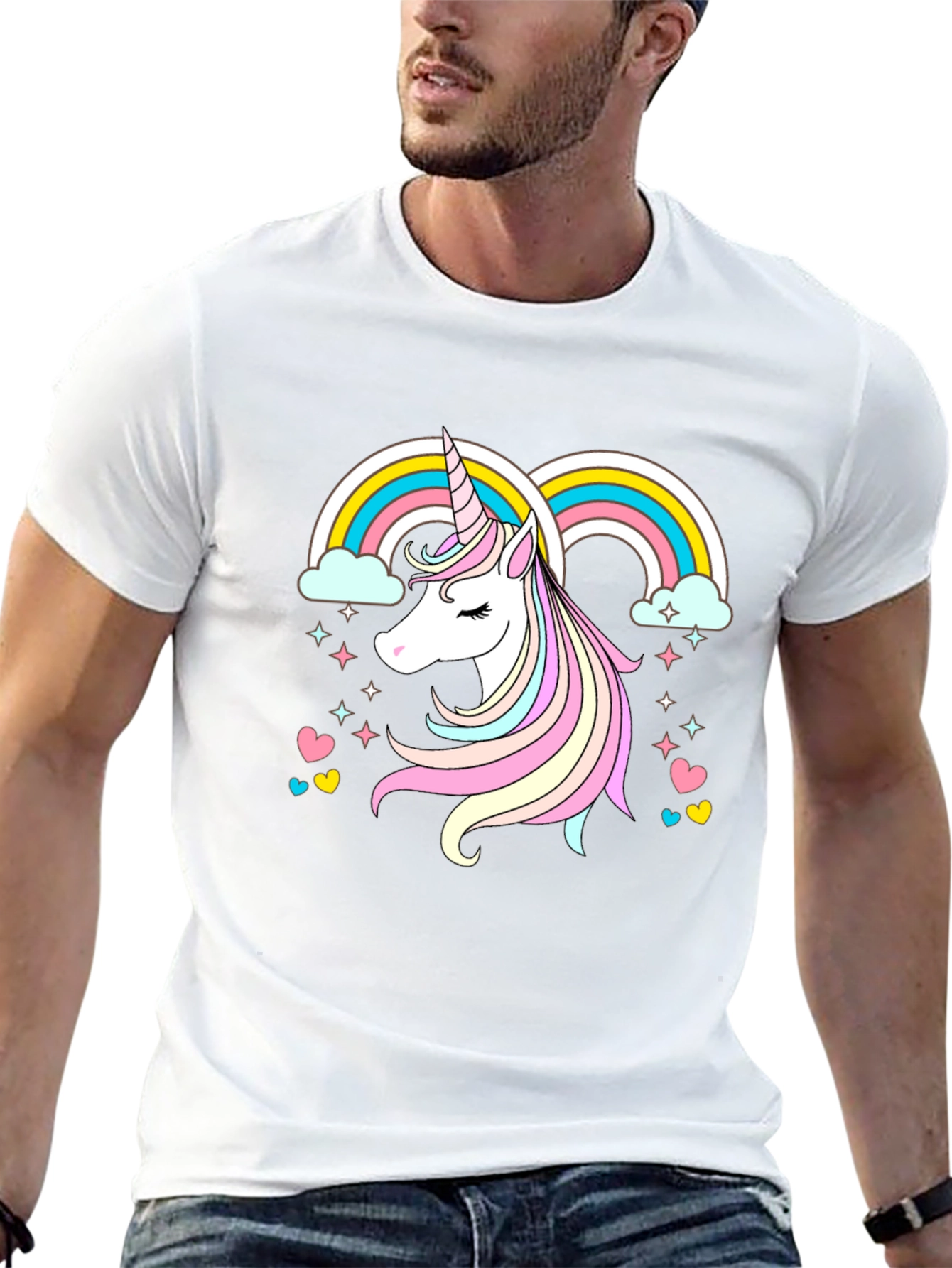 Unicorn Rainbow Graphic Tee - Black