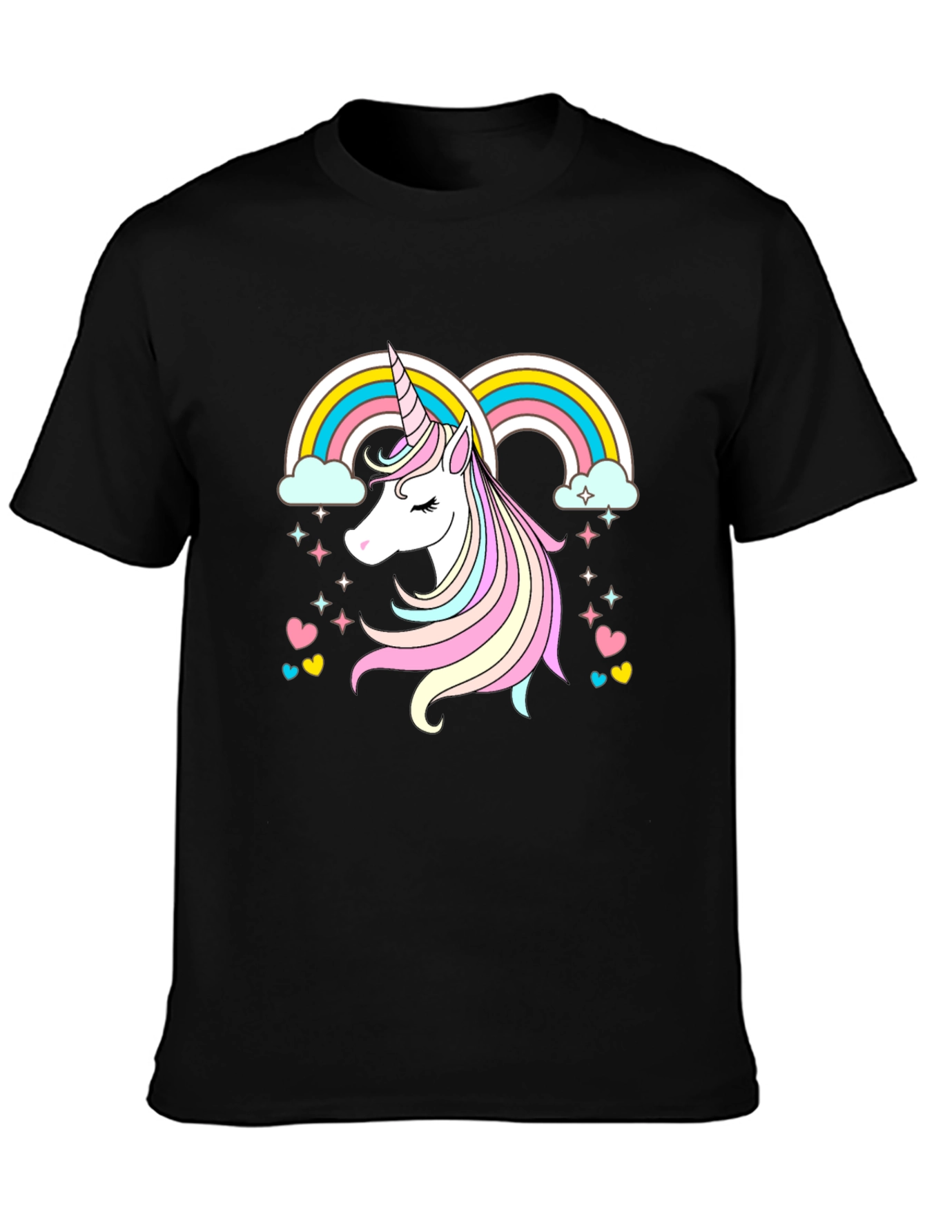 Unicorn Rainbow Graphic Tee - Black