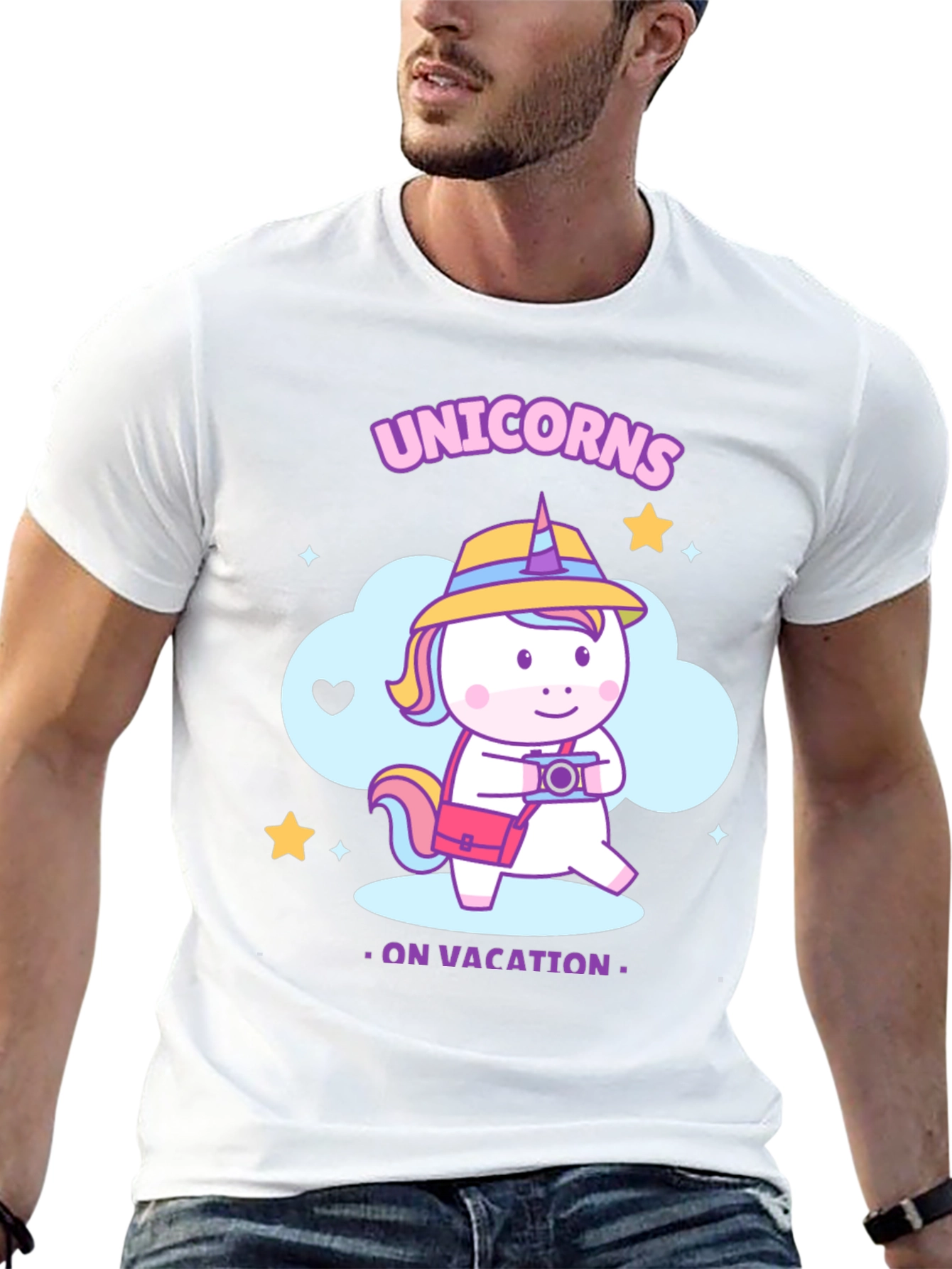 Unicorns on Vacation Black T-Shirt