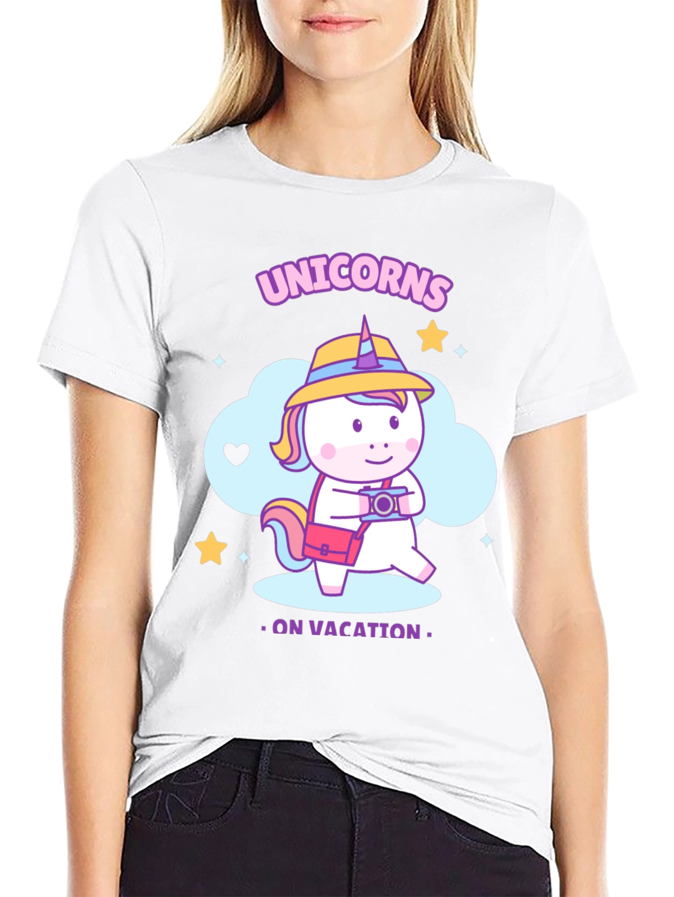 Unicorns on Vacation Black T-Shirt