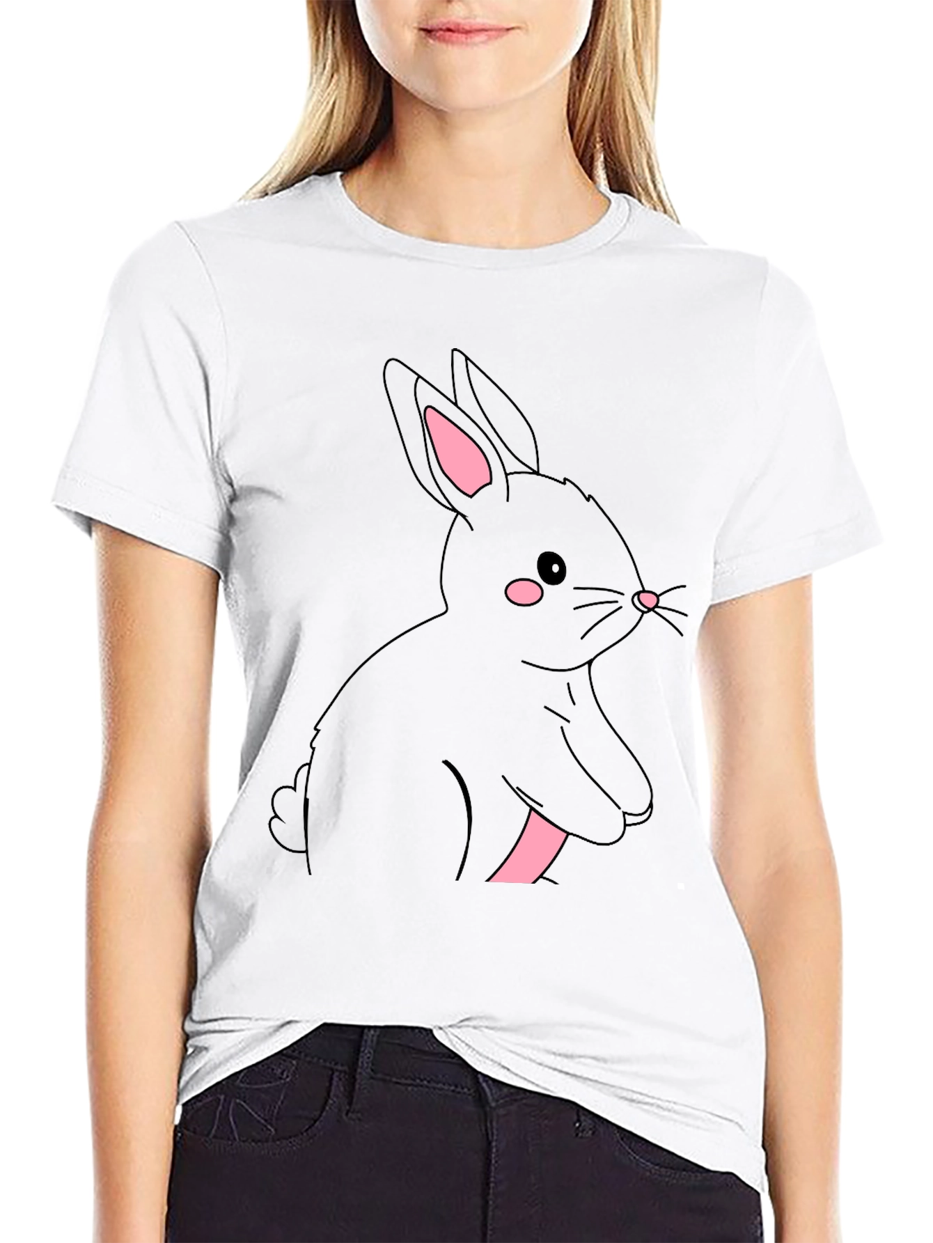 Black Rabbit Graphic Tee - Cute & Stylish