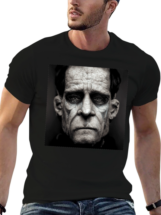 Black T-Shirt with Sad Clown Face Graphic
