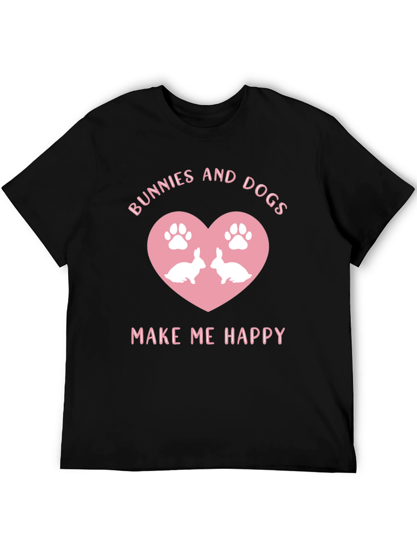 Bunnies and Dogs Make Me Happy Graphic T-Shirt