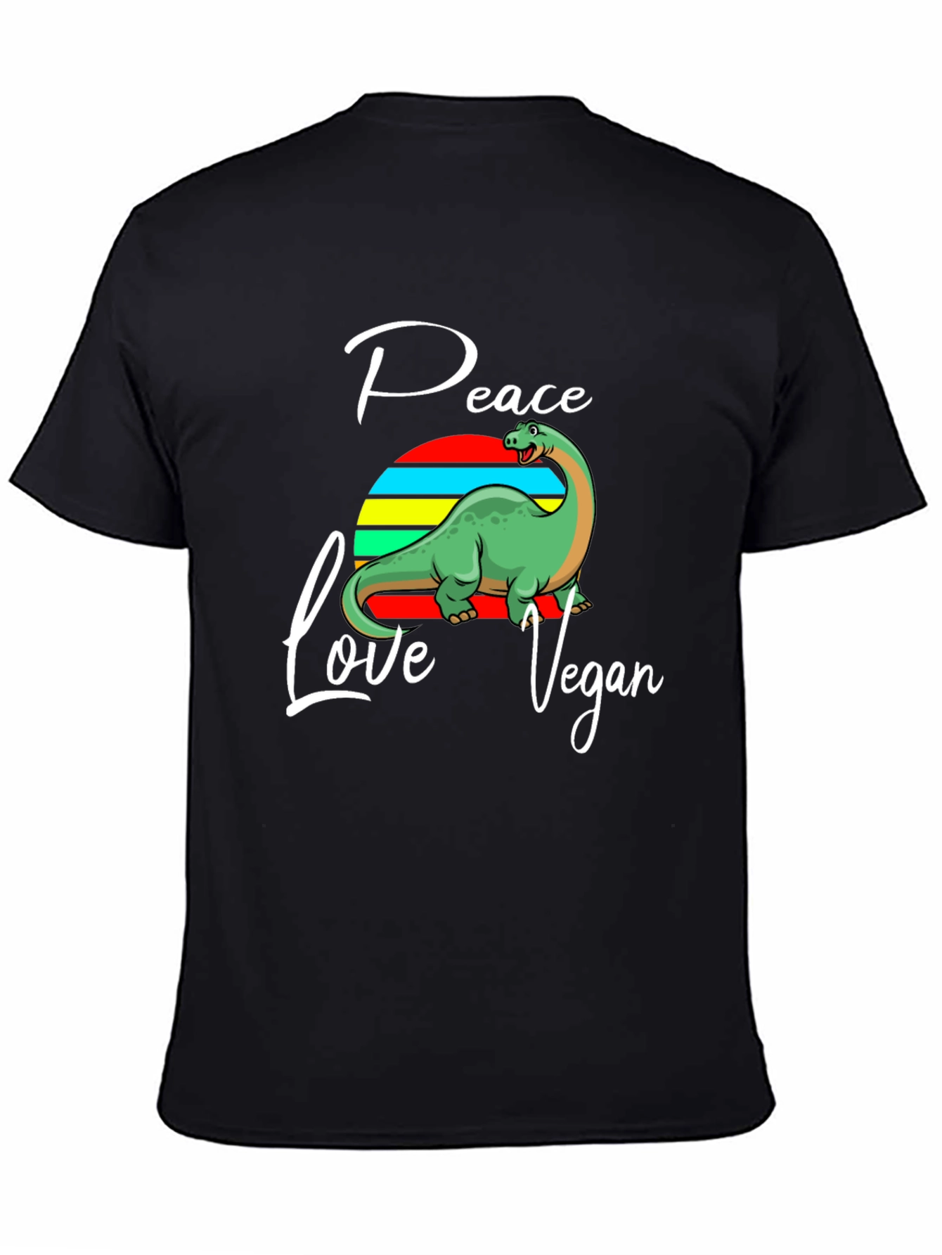 Peace Love Vegan Dinosaur Graphic T-Shirt