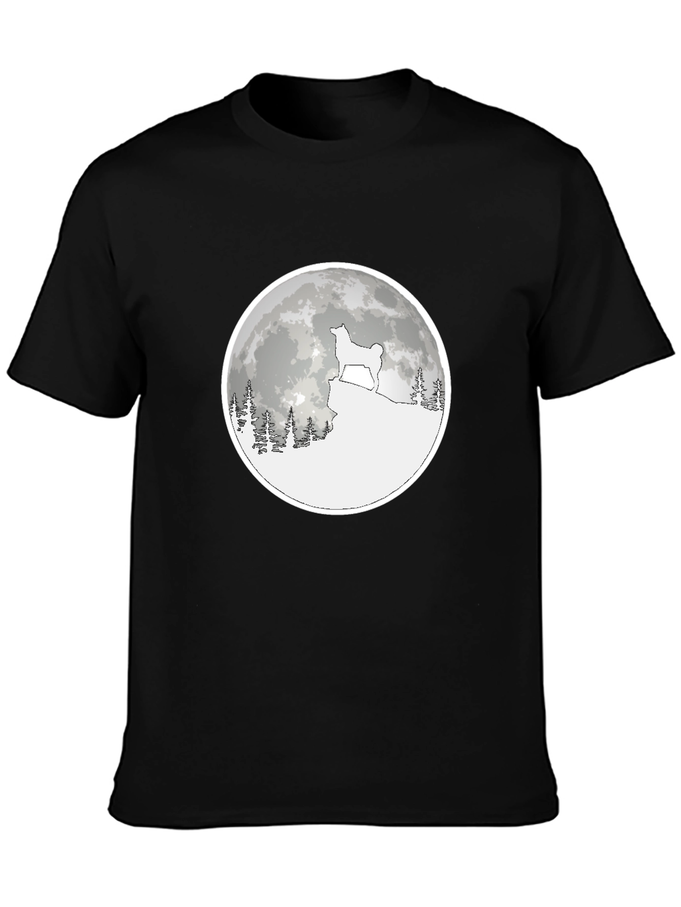 Dog Moon Graphic Tee - Unisex Black Cotton T-Shirt