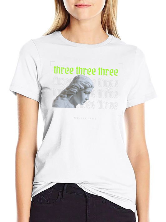 Trendy Three Graphic Print Black T-Shirt
