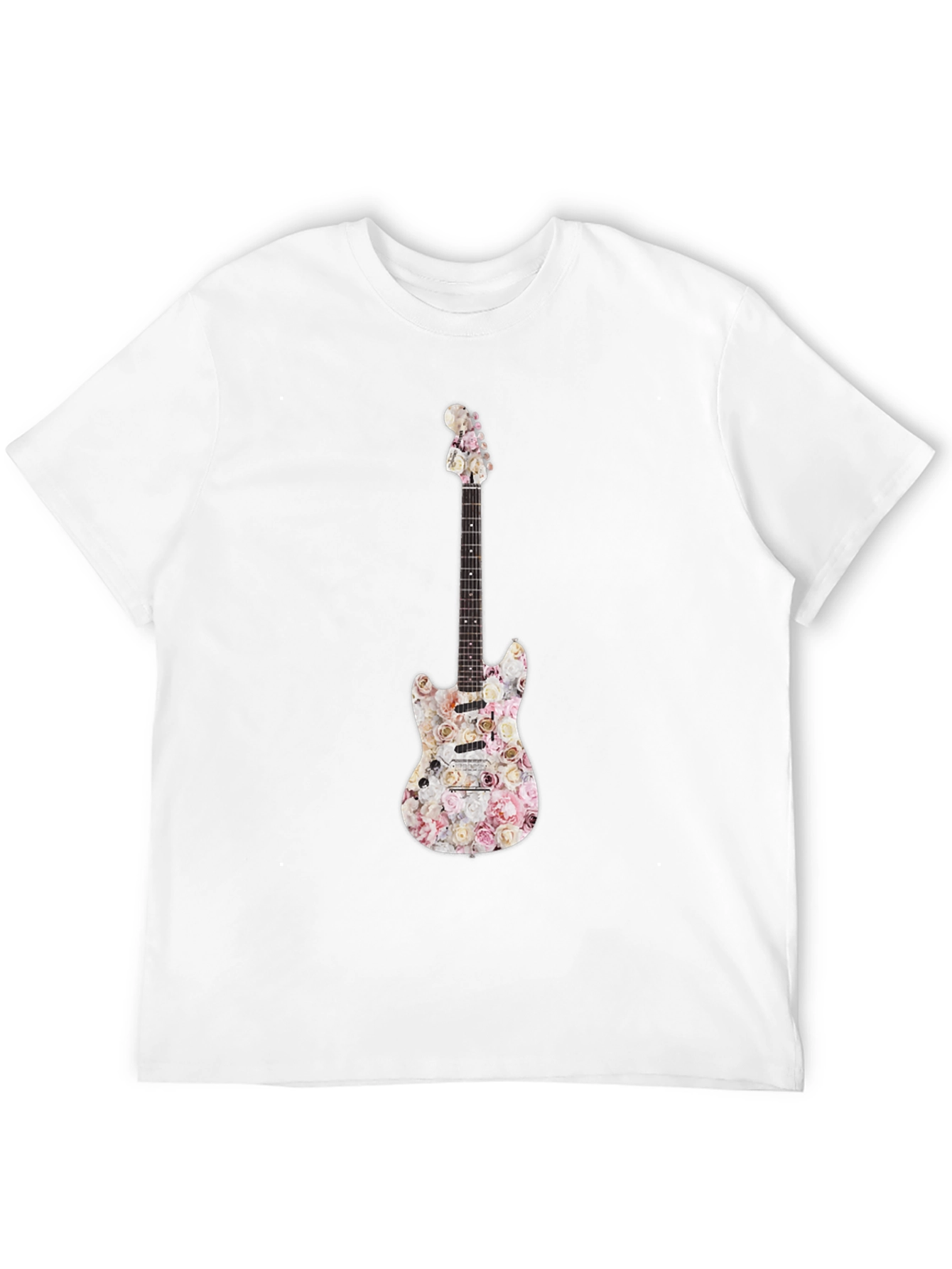 Floral Guitar Graphic T-Shirt - Black