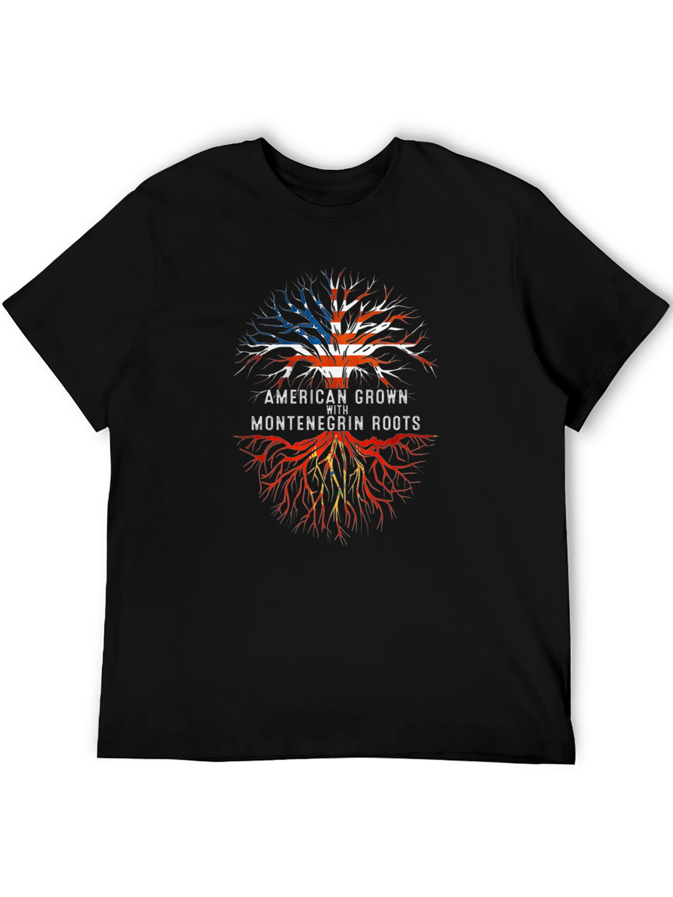 American Grown With Montenegrin Roots Black T-Shirt