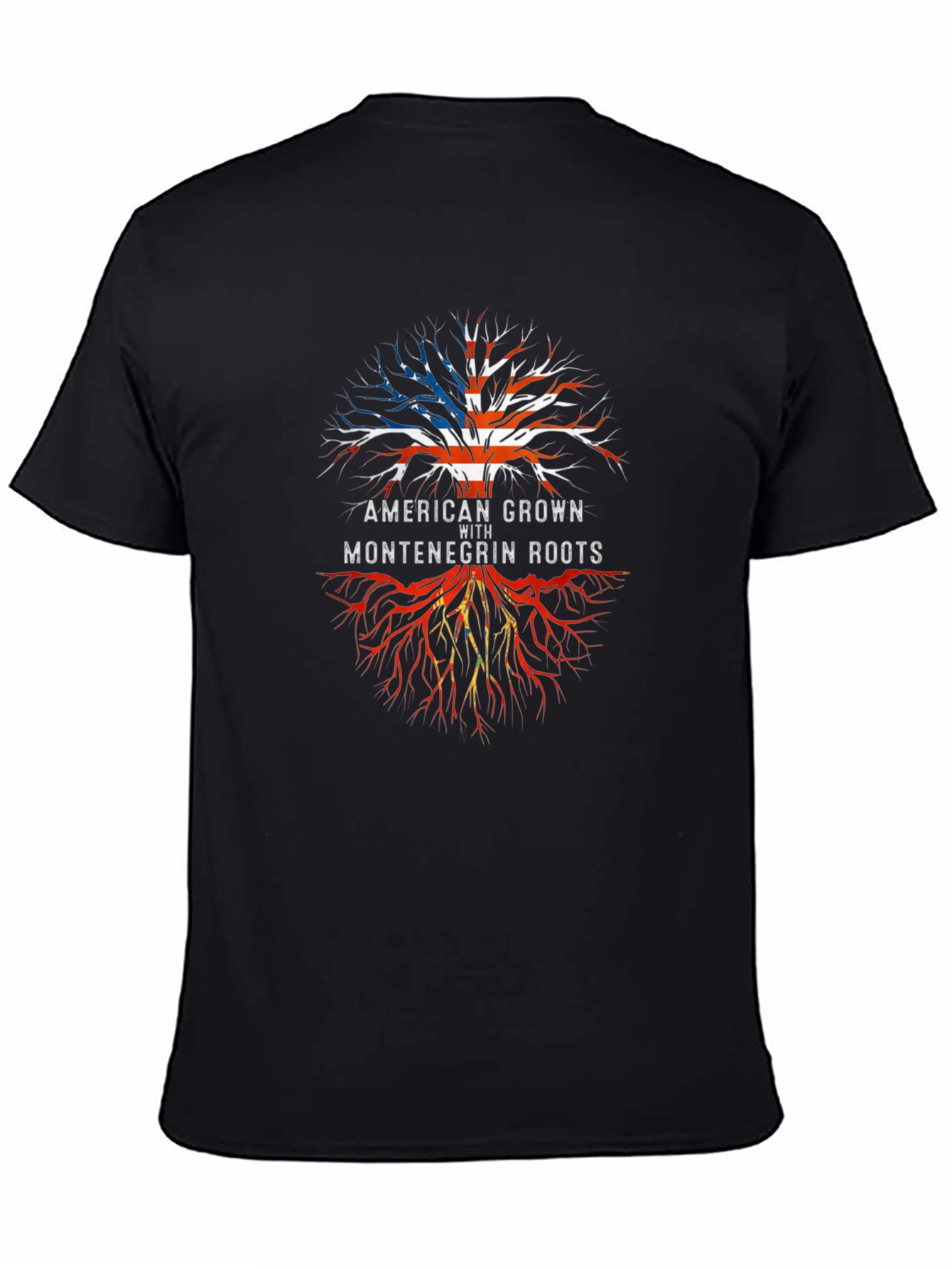 American Grown With Montenegrin Roots Black T-Shirt