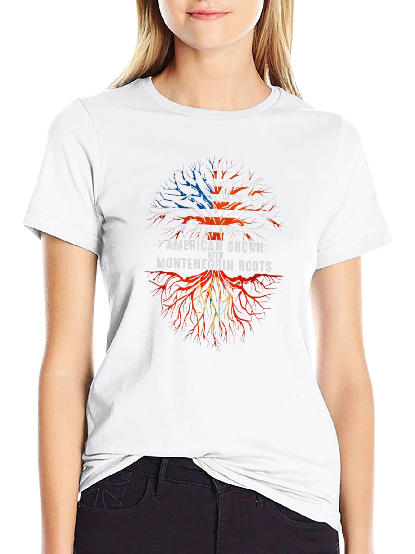 American Grown With Montenegrin Roots Black T-Shirt