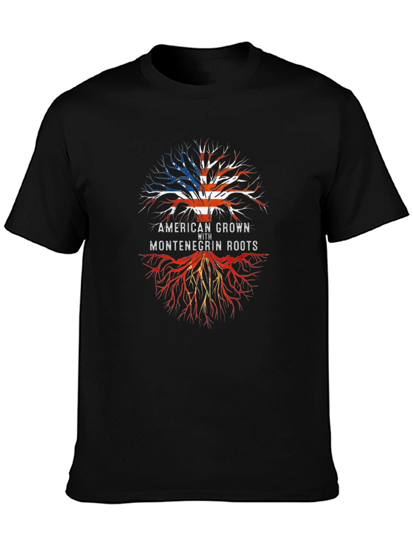American Grown With Montenegrin Roots Black T-Shirt