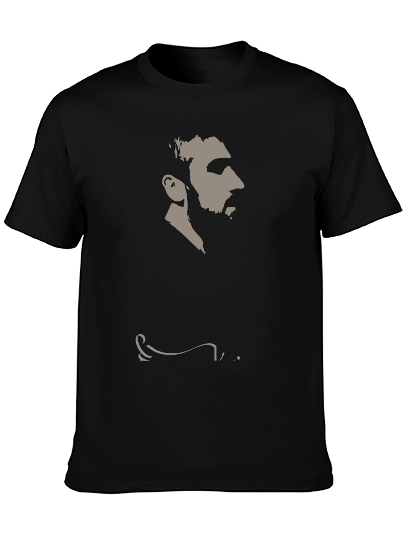 Mens Black Graphic Tee - Silhouette Portrait