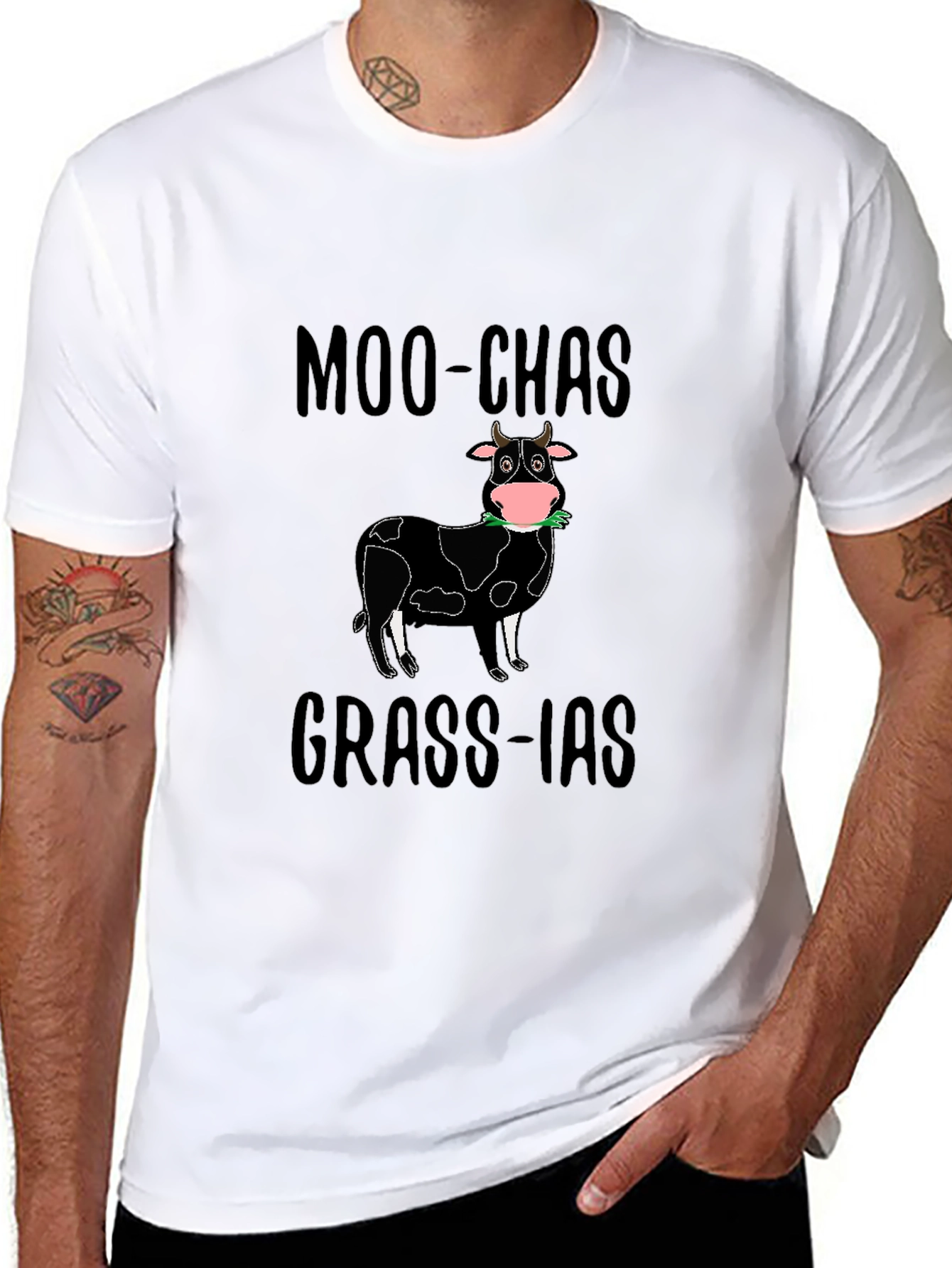 Moo-chas Grass-ias T-Shirt | Funny Cow Graphic Tee