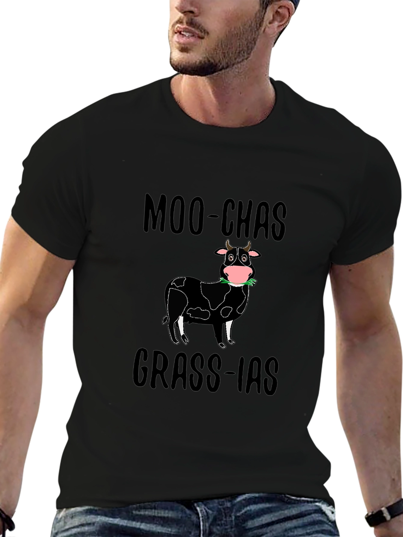 Moo-chas Grass-ias T-Shirt | Funny Cow Graphic Tee