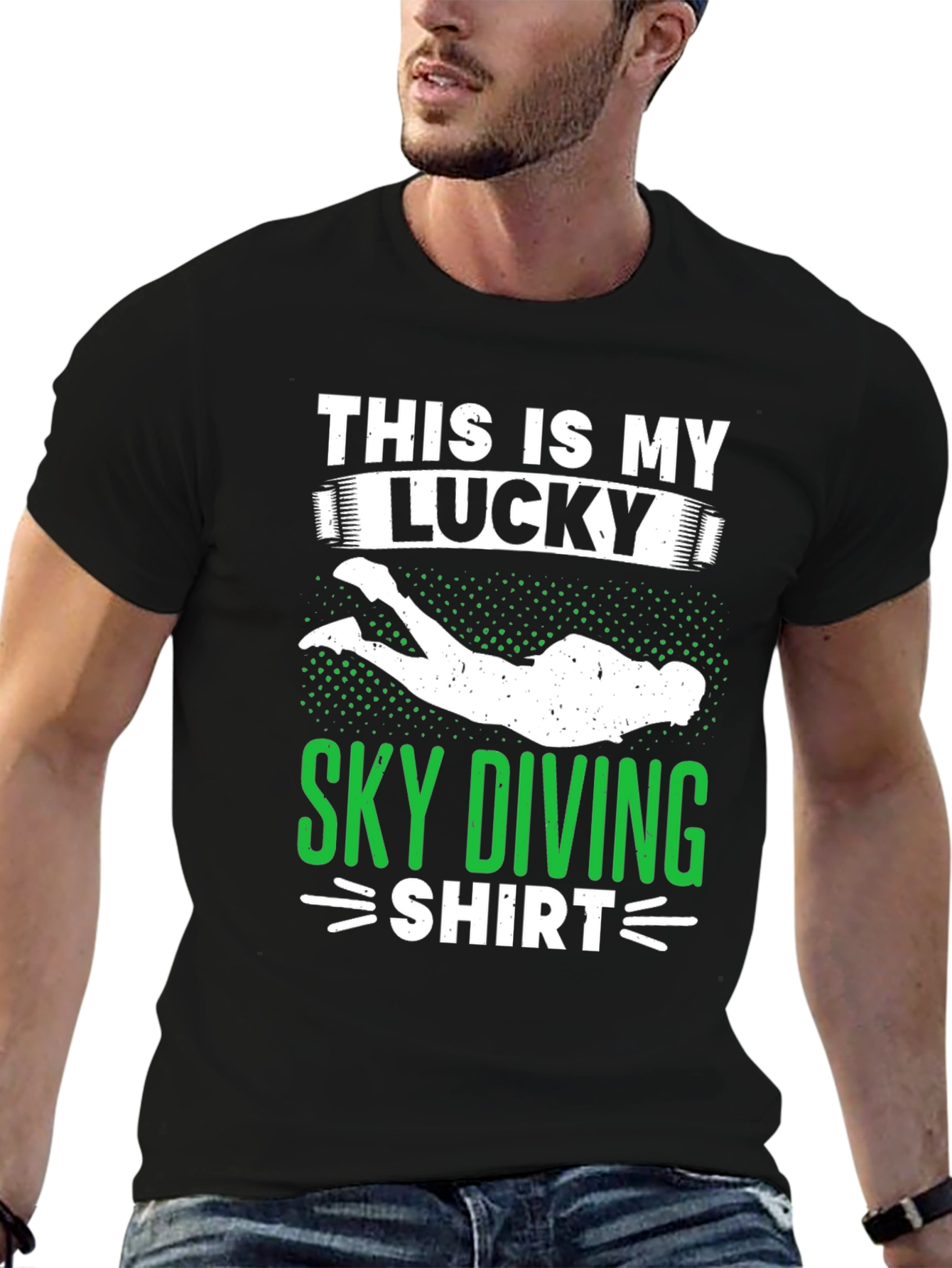 Lucky Sky Diving Shirt - Novelty Graphic Tee