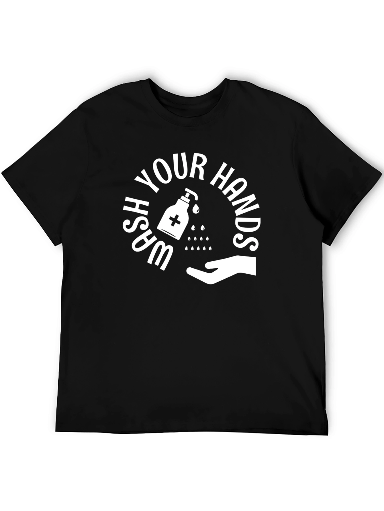 Wash Your Hands Graphic Tee - Black Cotton Shirt