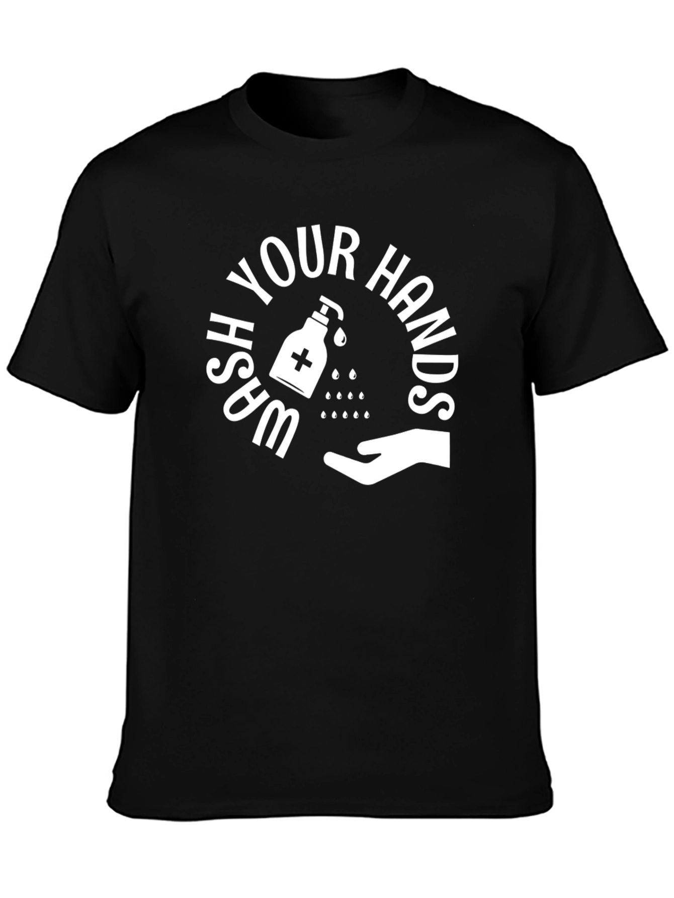 Wash Your Hands Graphic Tee - Black Cotton Shirt