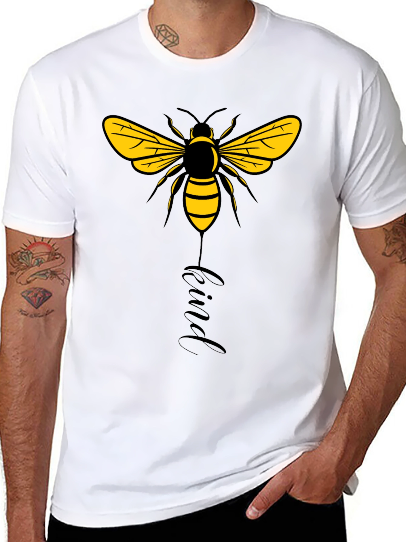 Bee Kind Graphic Tee - Black Cotton T-Shirt
