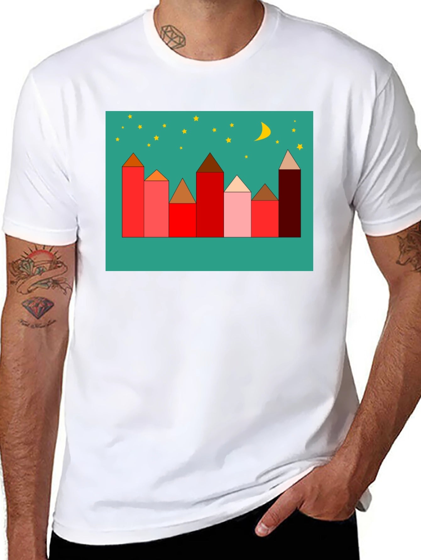 Urban Dreamscape Tee - Geometric Cityscape
