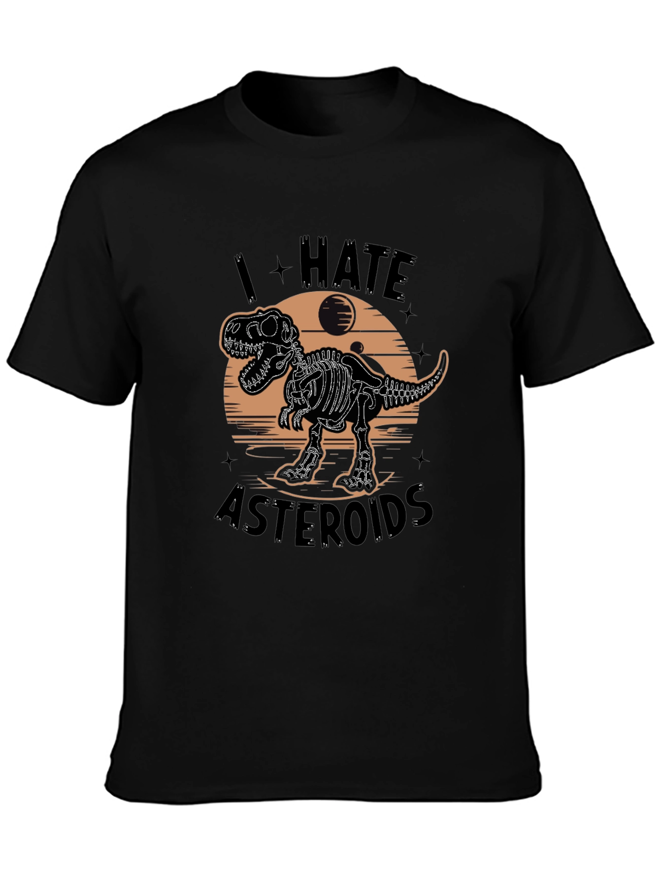 I Hate Asteroids Dinosaur Skeleton Graphic T-Shirt