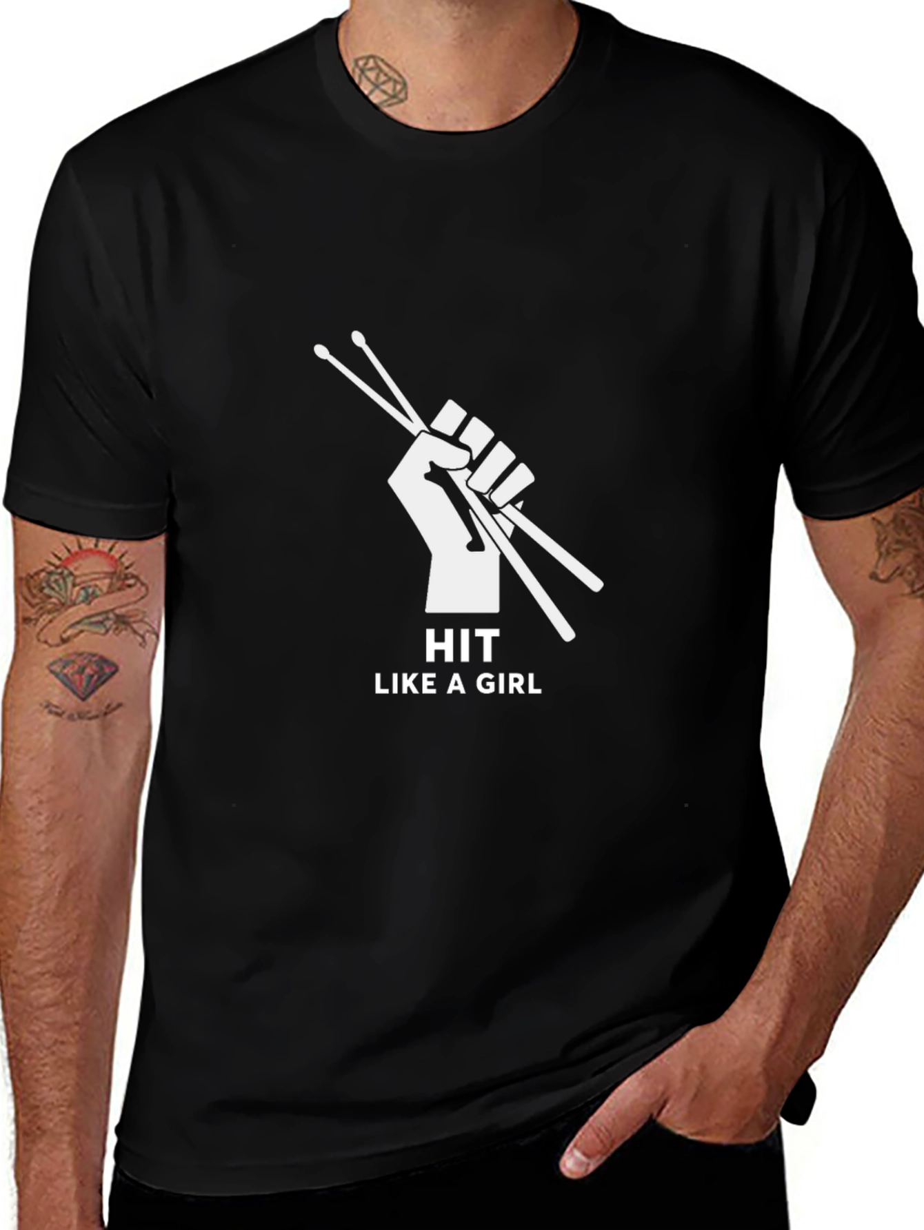 Hit Like A Girl Drummer T-Shirt
