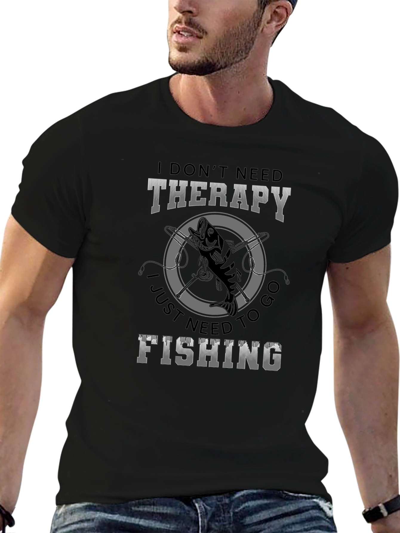 Therapy Fishing Graphic T-Shirt - Mens Black Tee