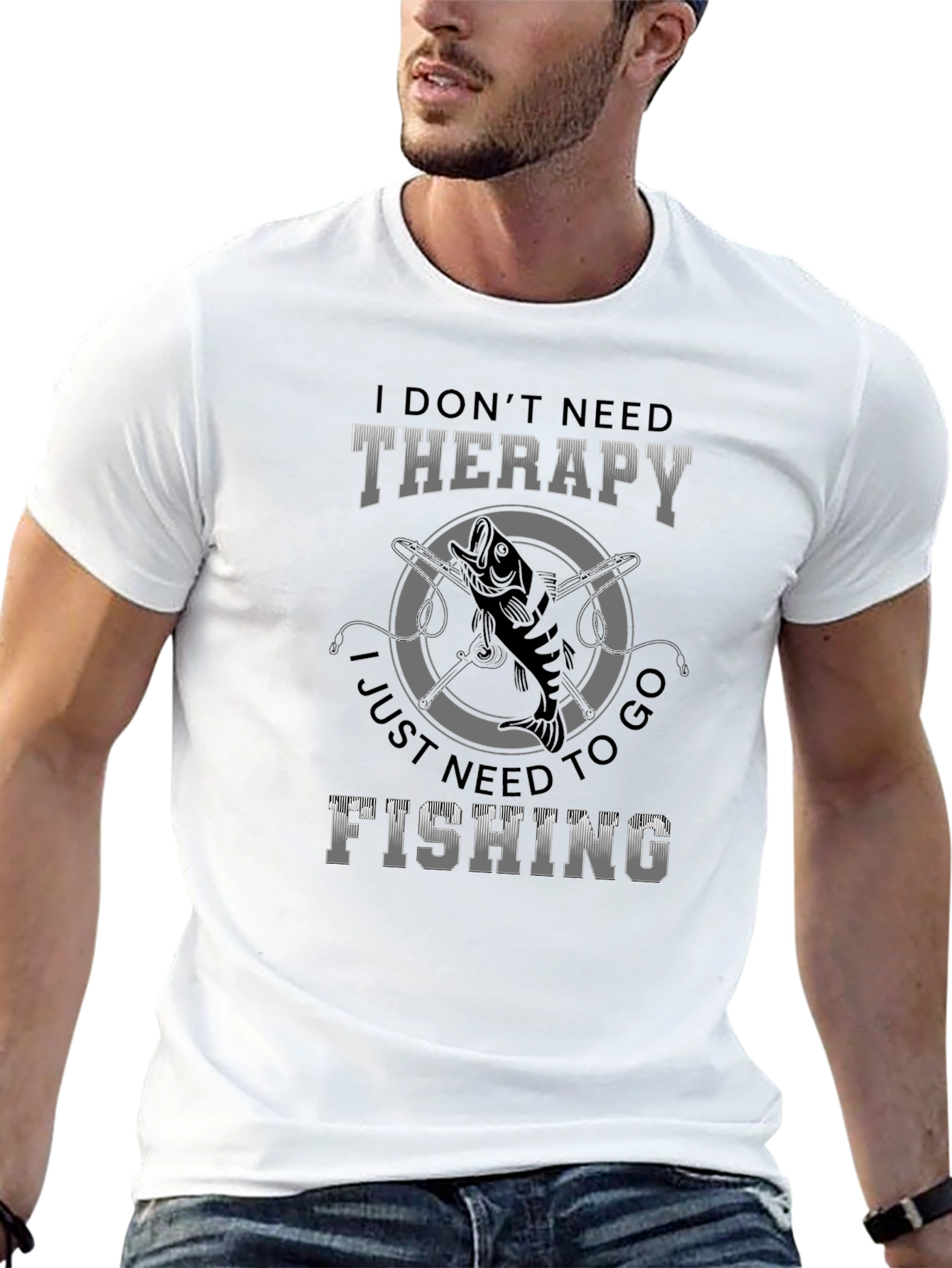 Therapy Fishing Graphic T-Shirt - Mens Black Tee
