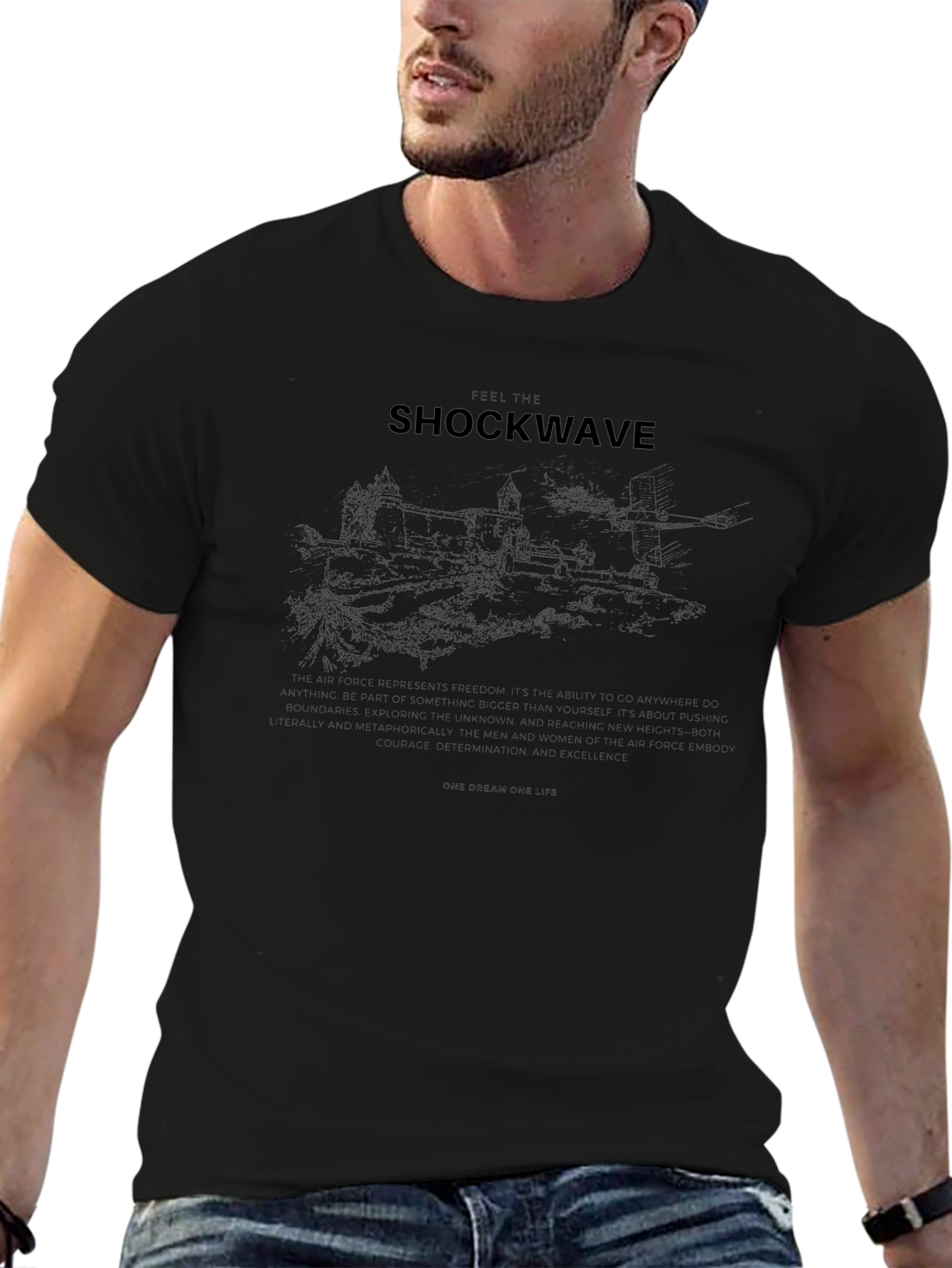 Shockwave Graphic Print Black Tee