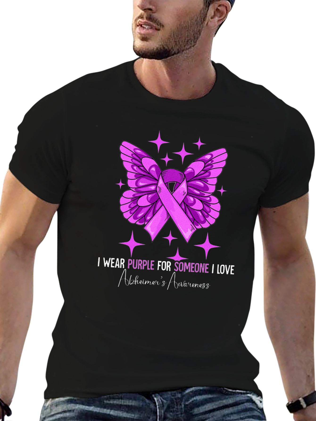 Purple Butterfly Alzheimers Awareness T-Shirt