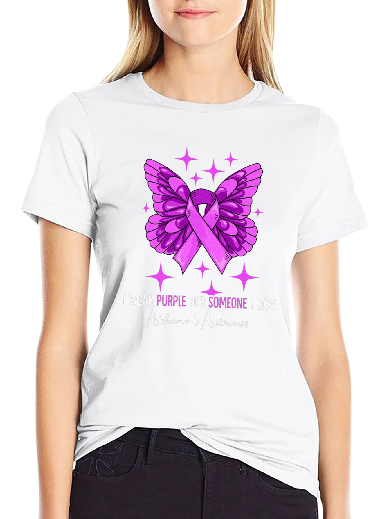 Purple Butterfly Alzheimers Awareness T-Shirt