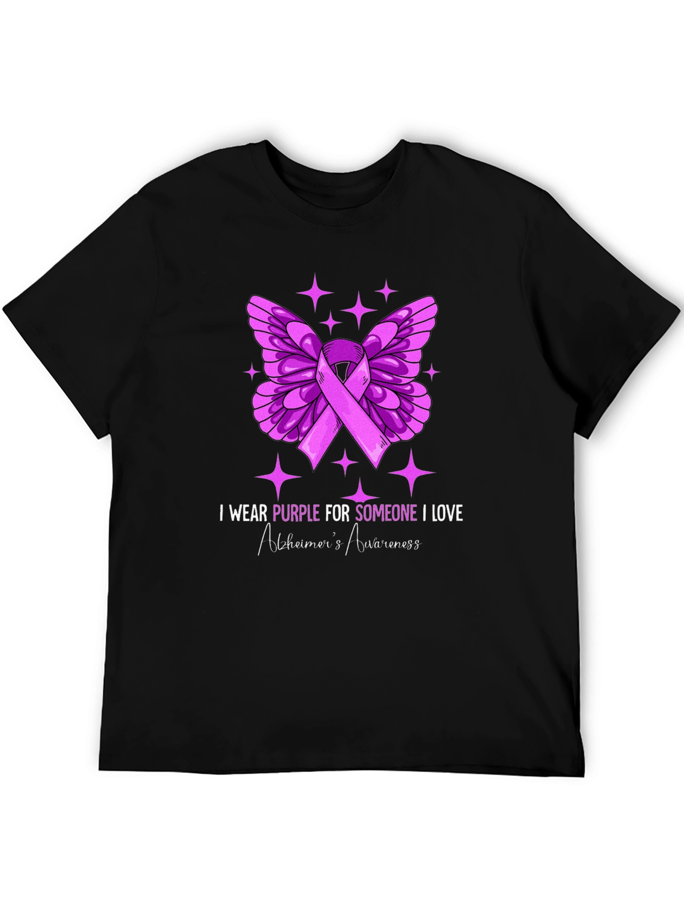 Purple Butterfly Alzheimers Awareness T-Shirt