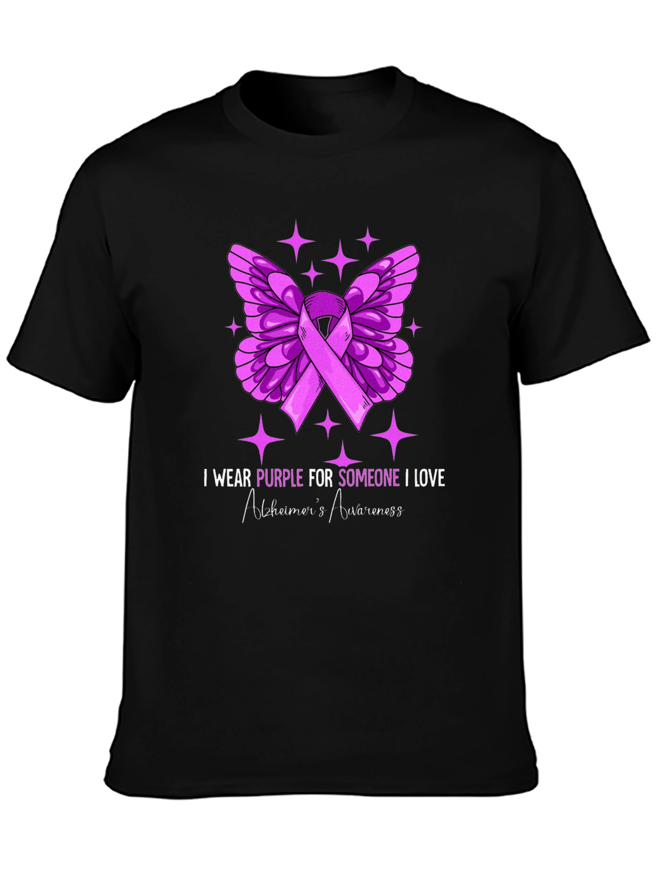 Purple Butterfly Alzheimers Awareness T-Shirt