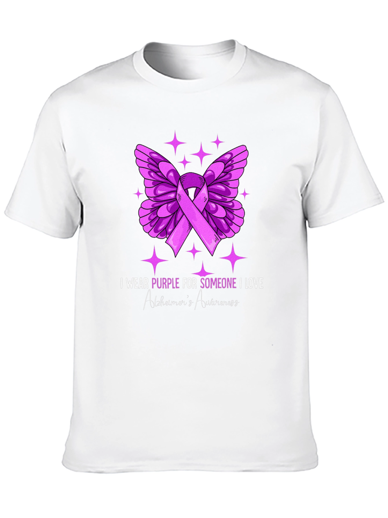 Purple Butterfly Alzheimers Awareness T-Shirt