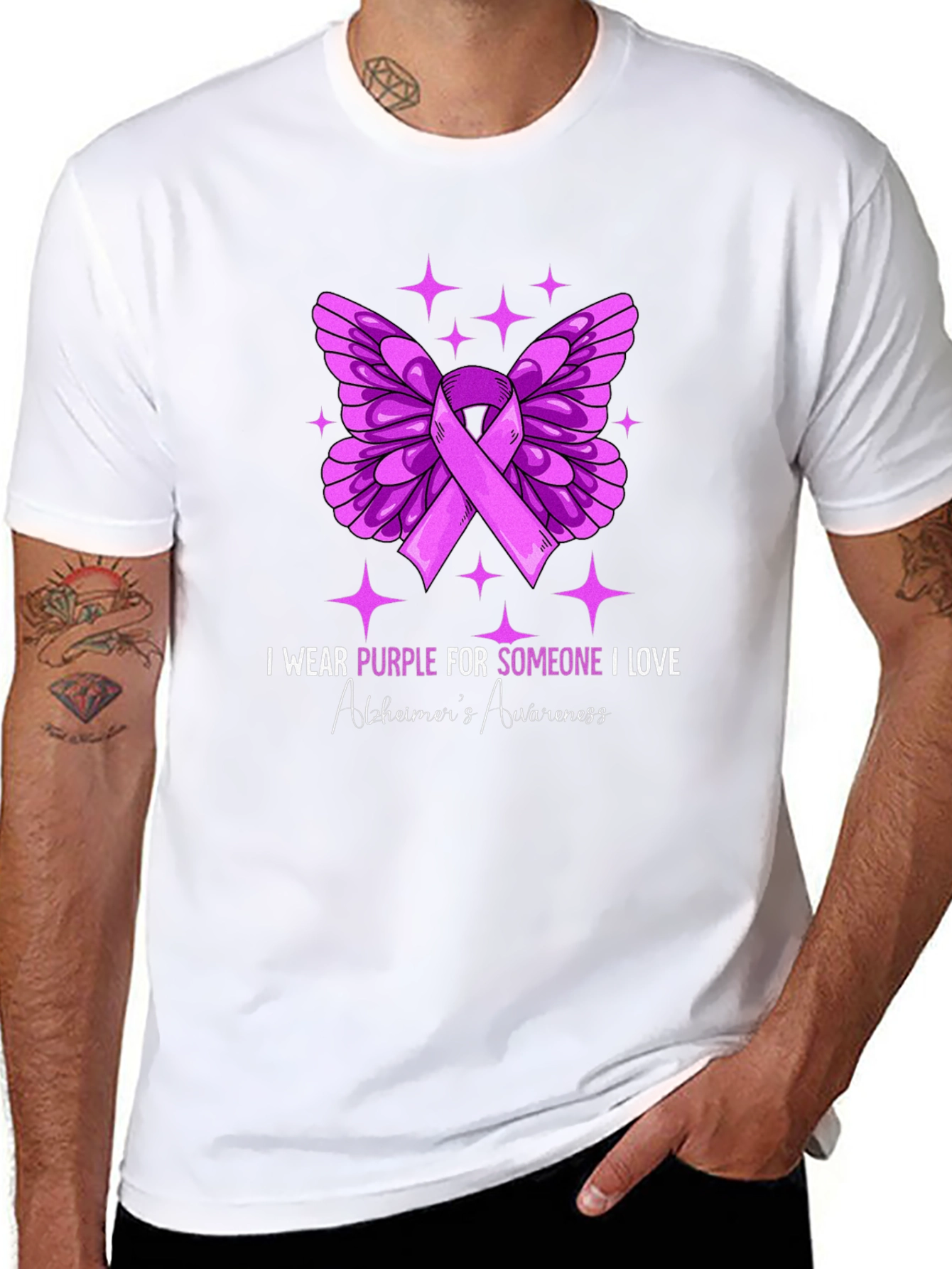 Purple Butterfly Alzheimers Awareness T-Shirt