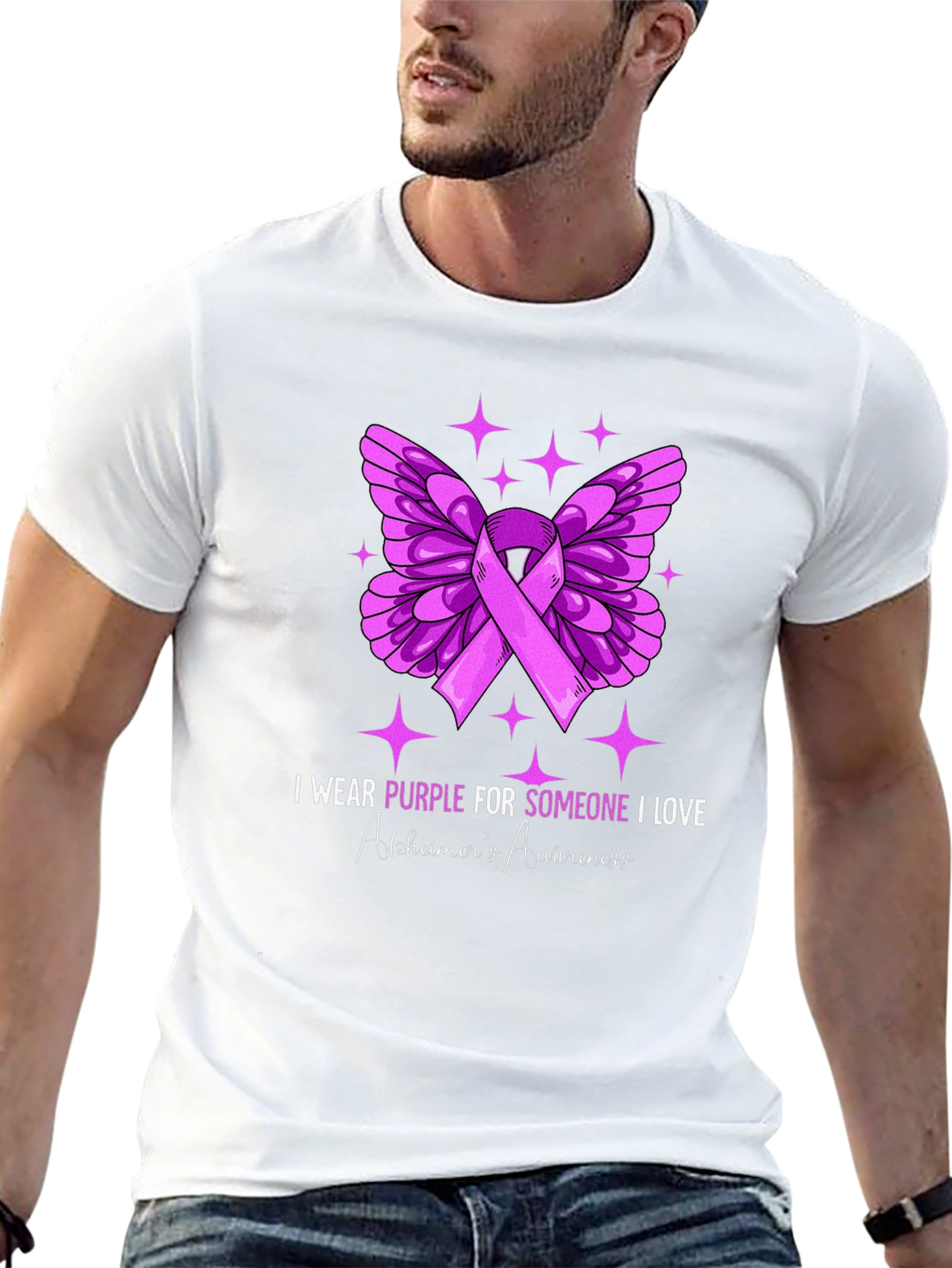 Purple Butterfly Alzheimers Awareness T-Shirt