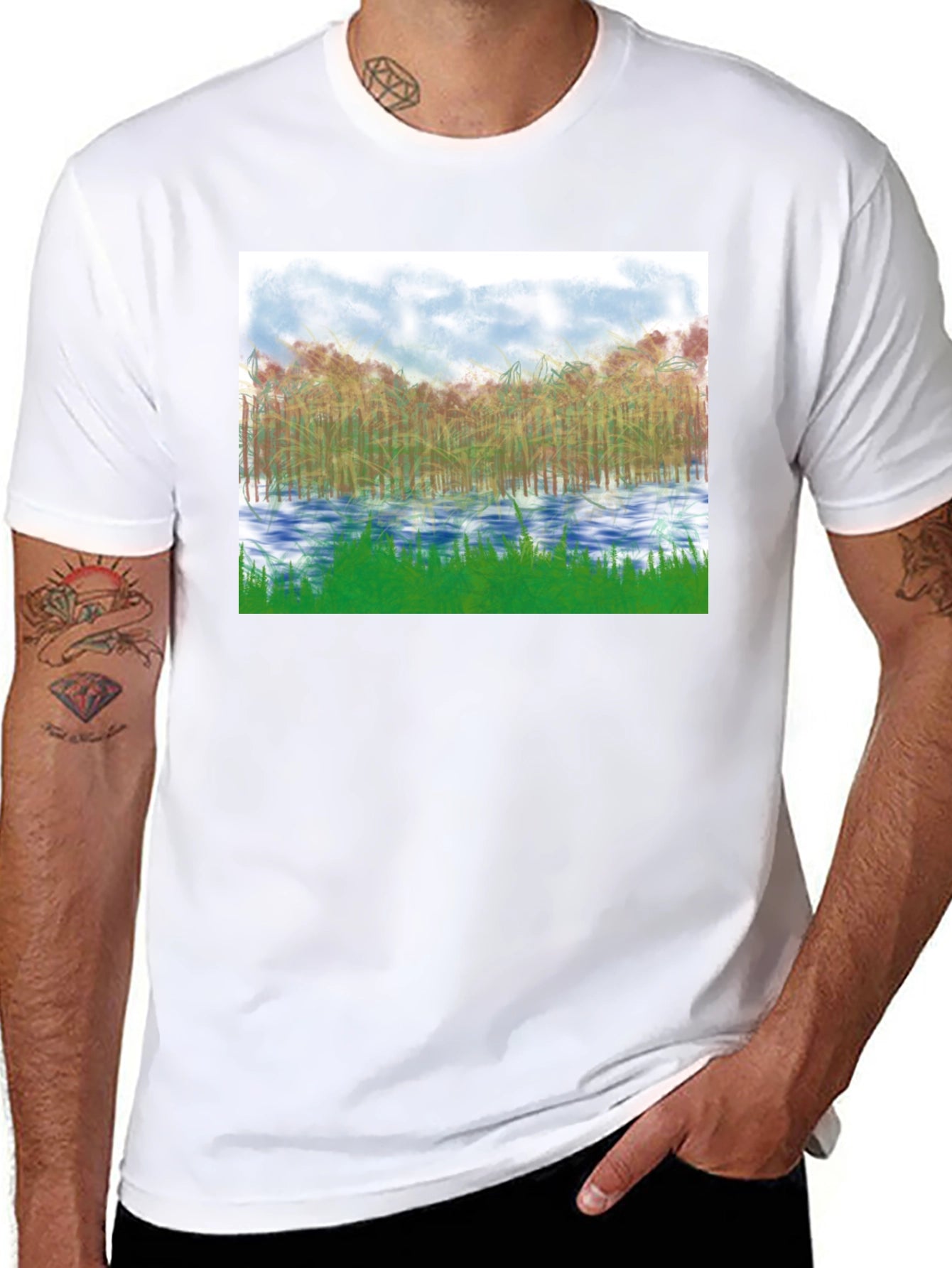 Nature Scene Graphic Tee - Black