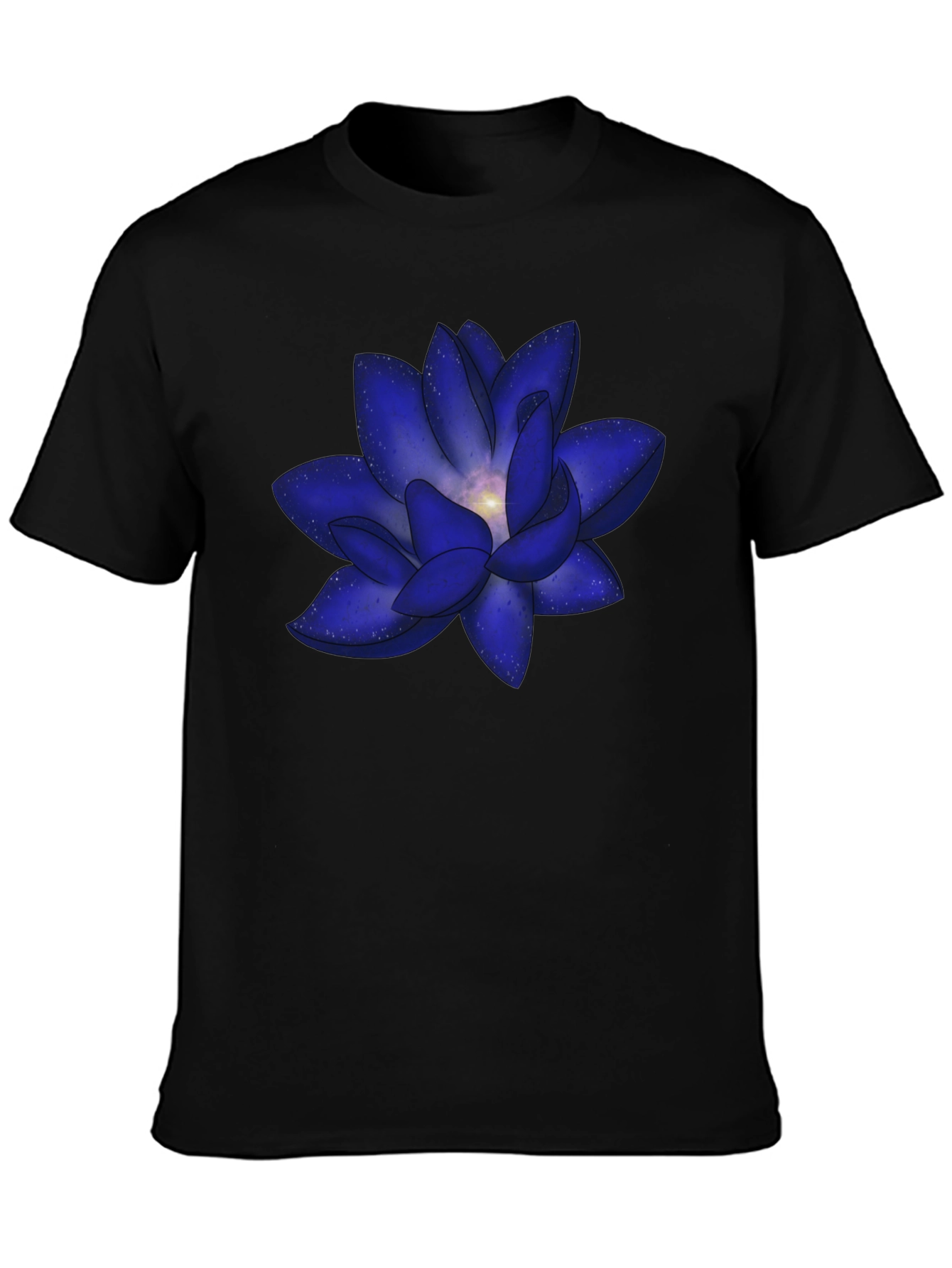 Blue Space Lotus Graphic T-Shirt - Modern Design
