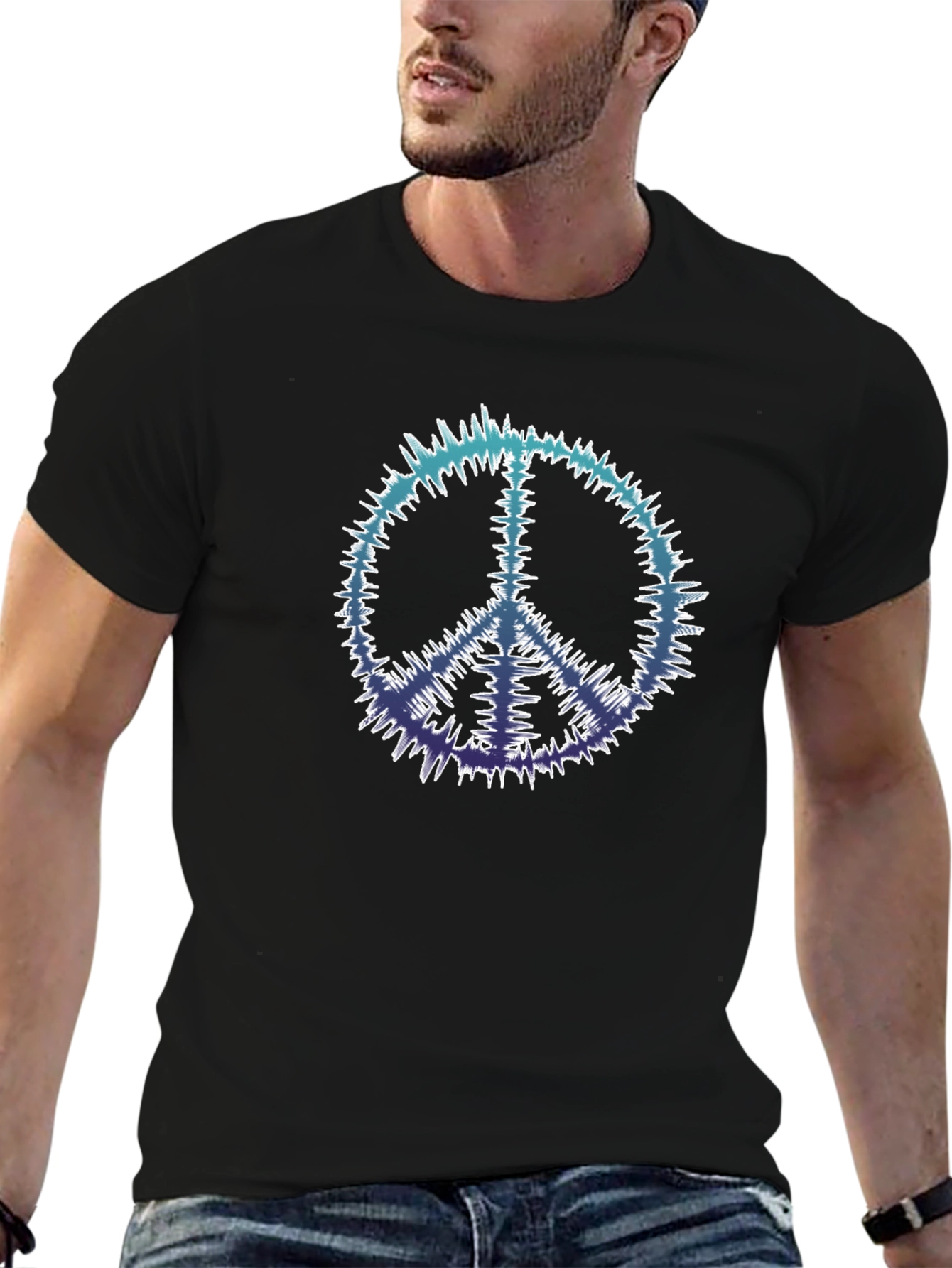 Peace Sign Black Tee - Retro Vibe