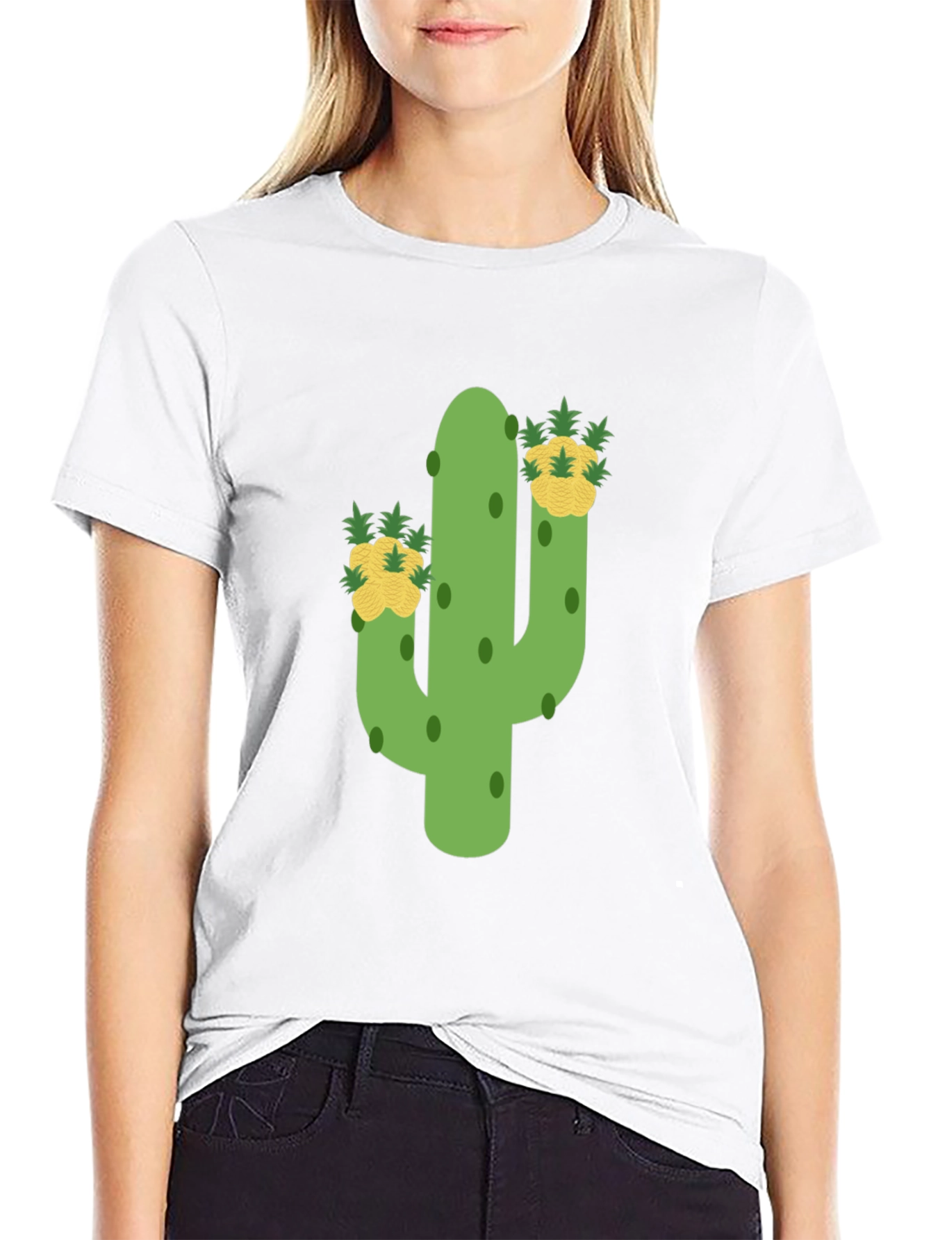 Cactus & Pineapple Tee - Whimsical Graphic Print