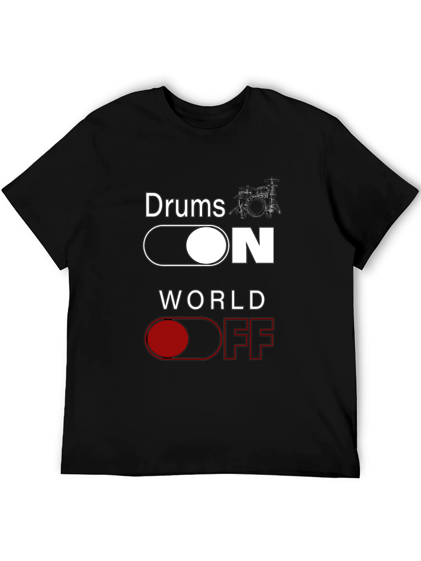 Drums ON World OFF Black T-Shirt