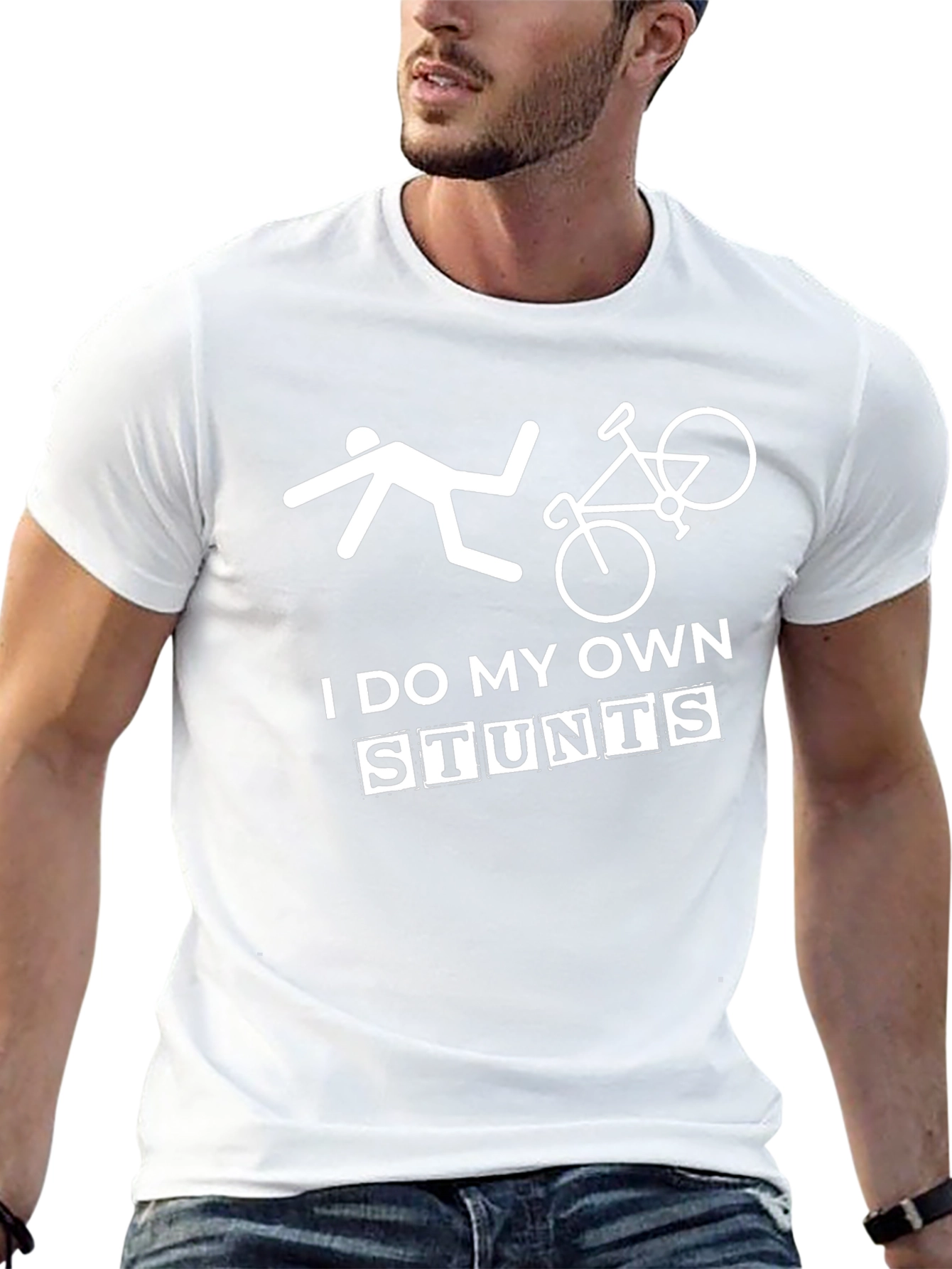 I Do My Own Stunts T-Shirt Funny Biker Fall