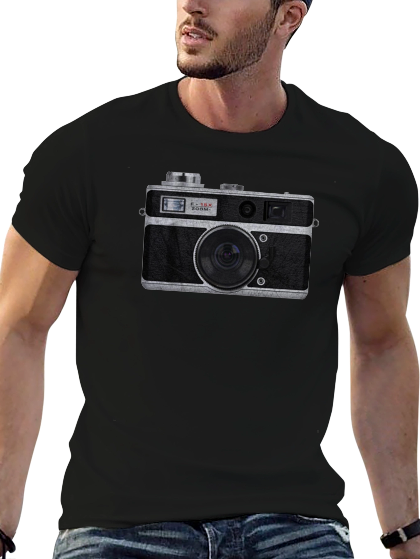 Retro Camera Graphic T-Shirt - Black