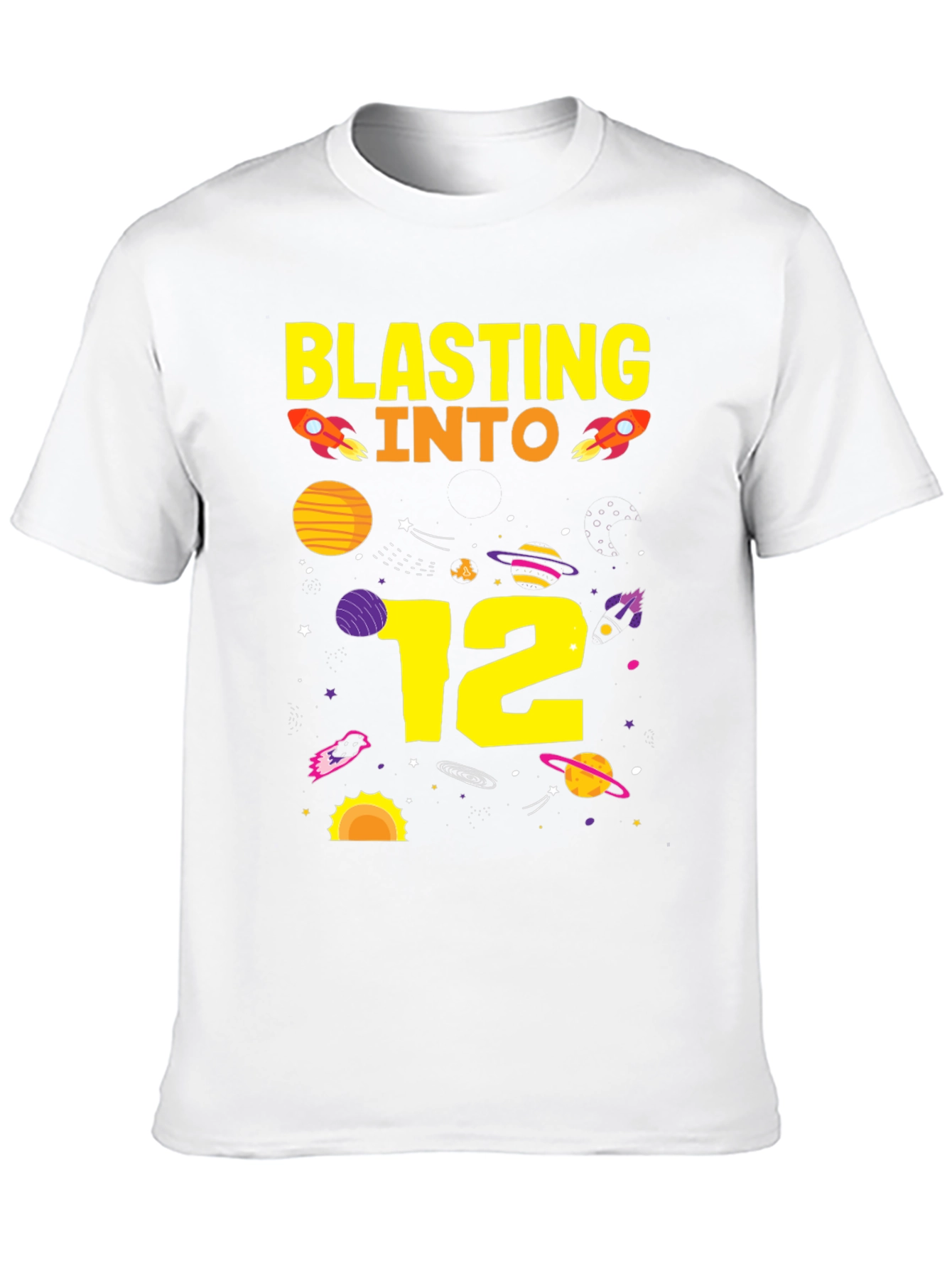 Blasting Into 12th Birthday T-Shirt Space Theme