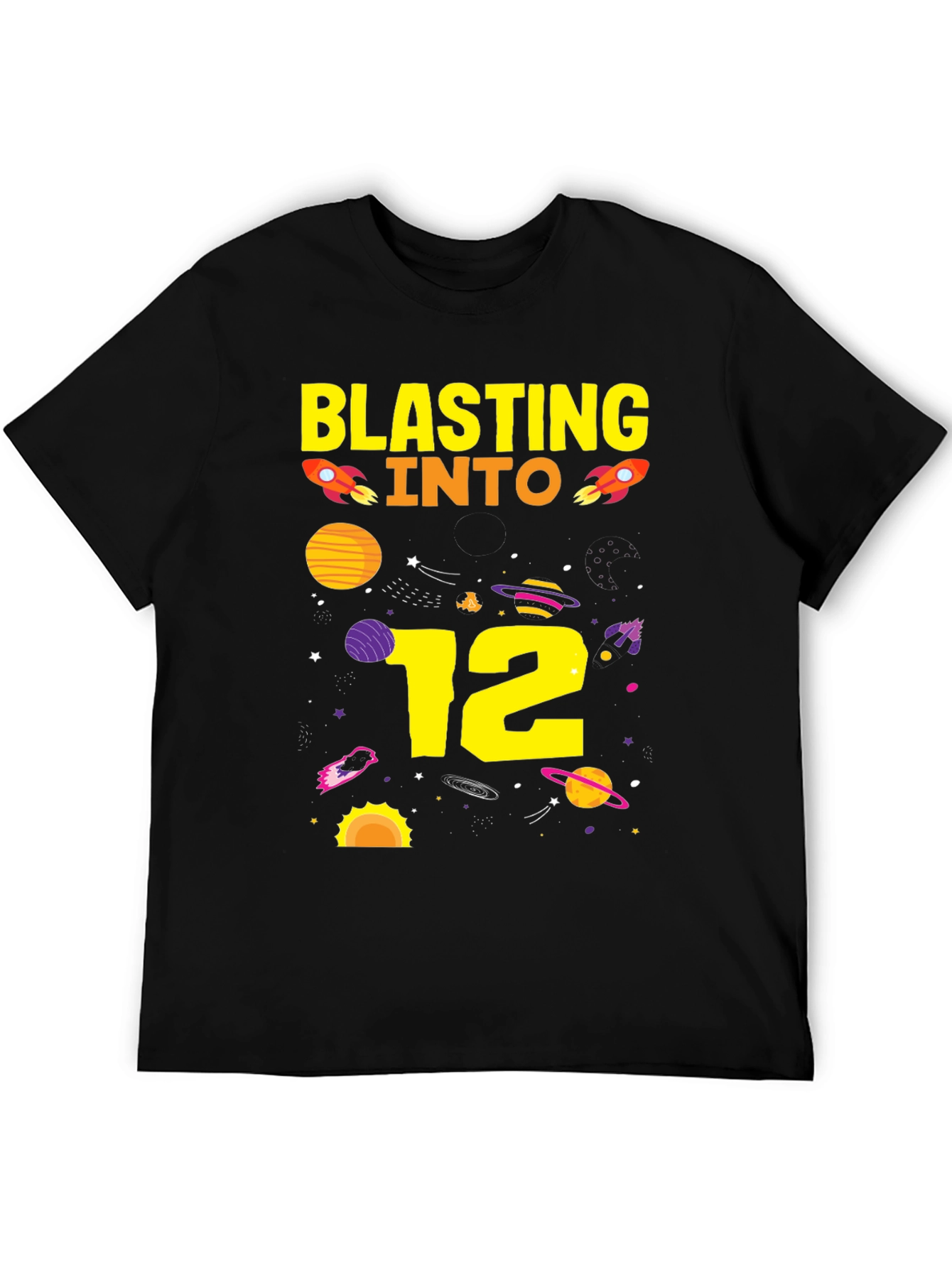 Blasting Into 12th Birthday T-Shirt Space Theme